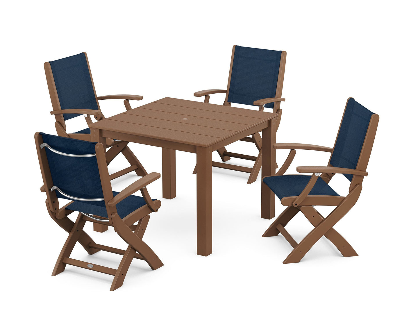 Coastal Folding Chair 5-Piece Parsons Dining Set