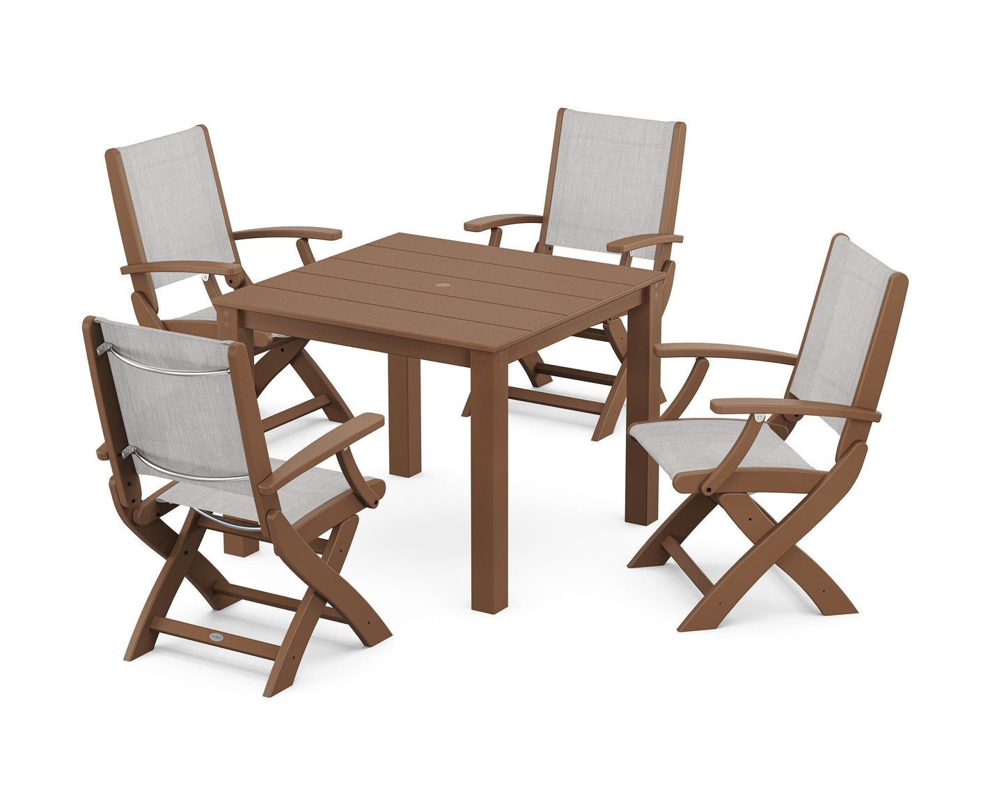 Coastal Folding Chair 5-Piece Parsons Dining Set