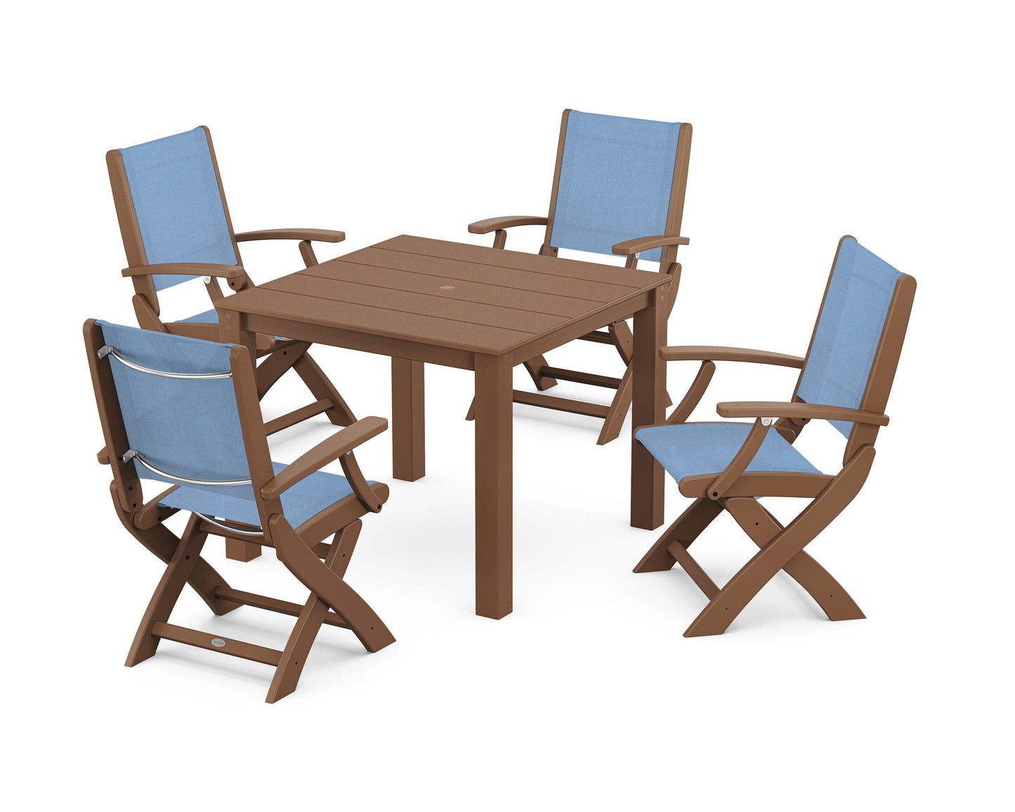 Coastal Folding Chair 5-Piece Parsons Dining Set