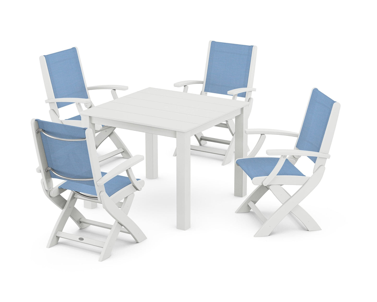 Coastal Folding Chair 5-Piece Parsons Dining Set