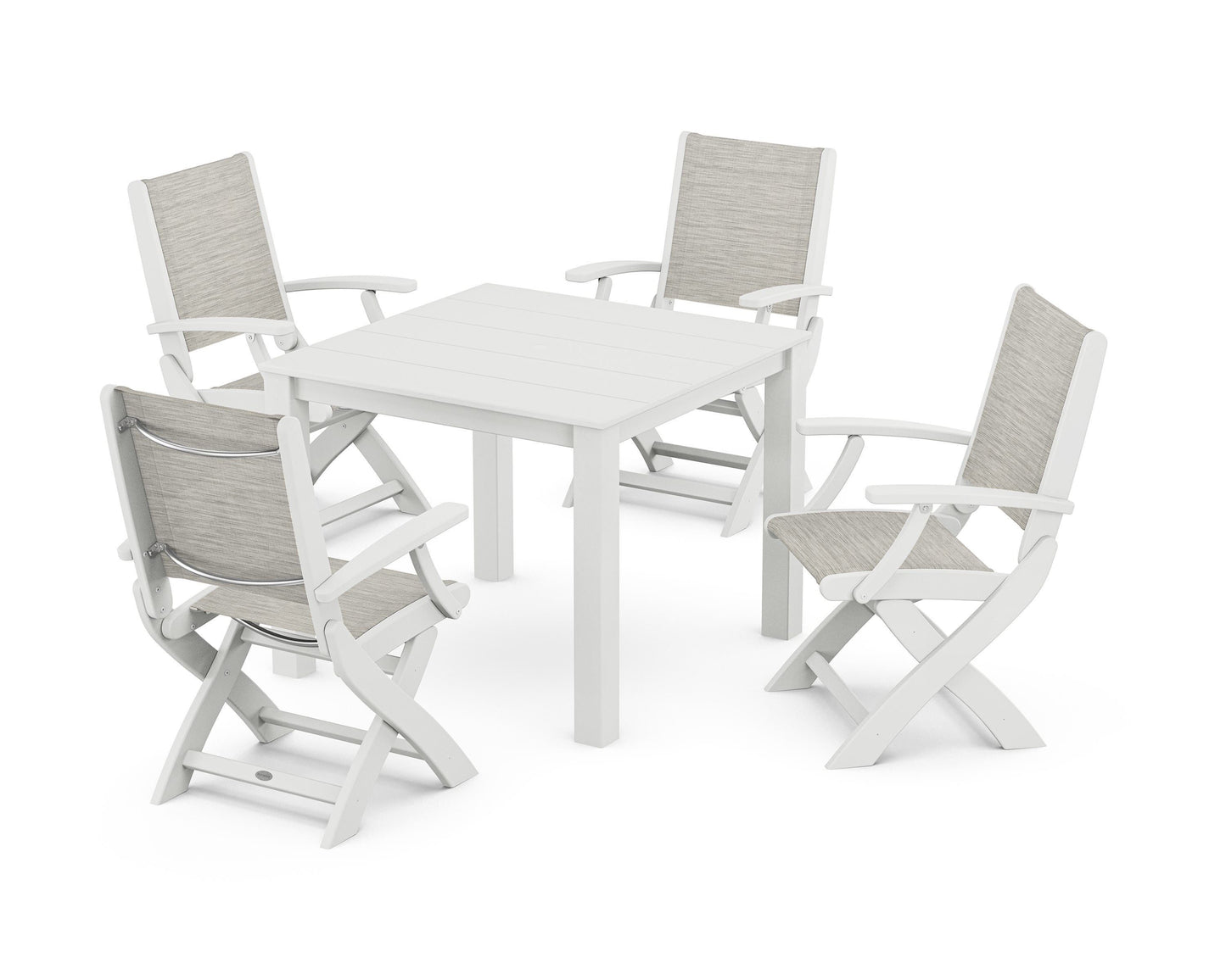 Coastal Folding Chair 5-Piece Parsons Dining Set