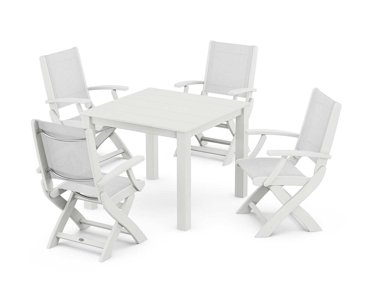 Coastal Folding Chair 5-Piece Parsons Dining Set