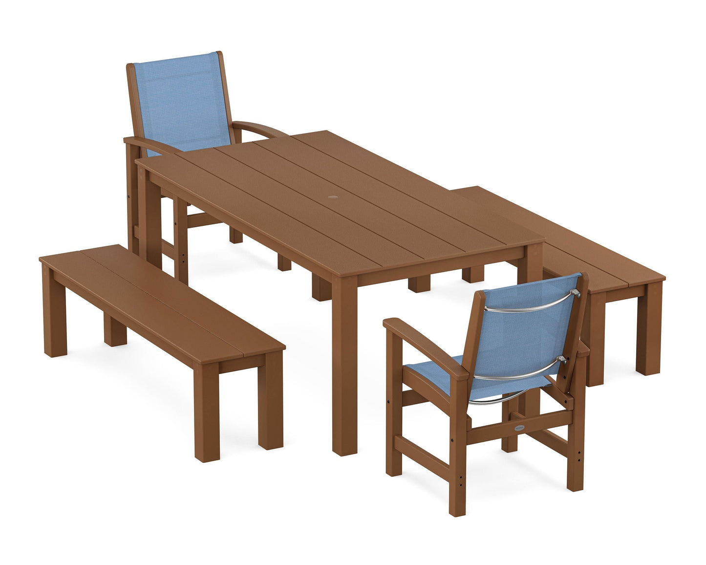 Coastal 5-Piece Parsons Dining Set with Benches