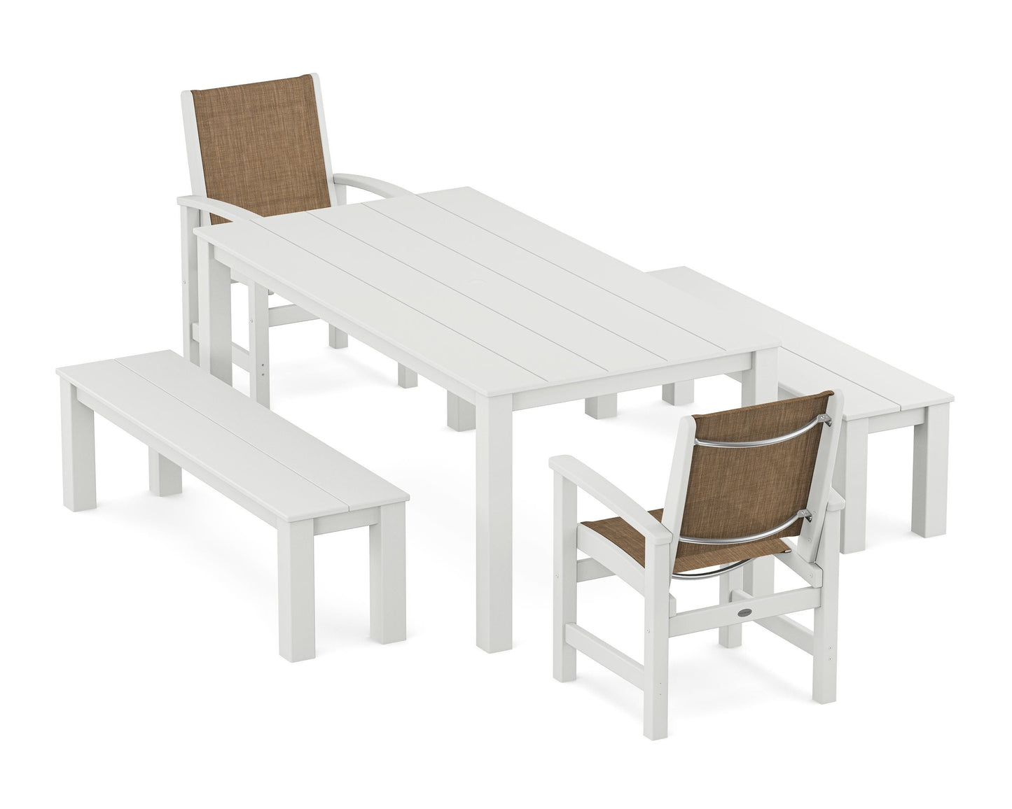 Coastal 5-Piece Parsons Dining Set with Benches