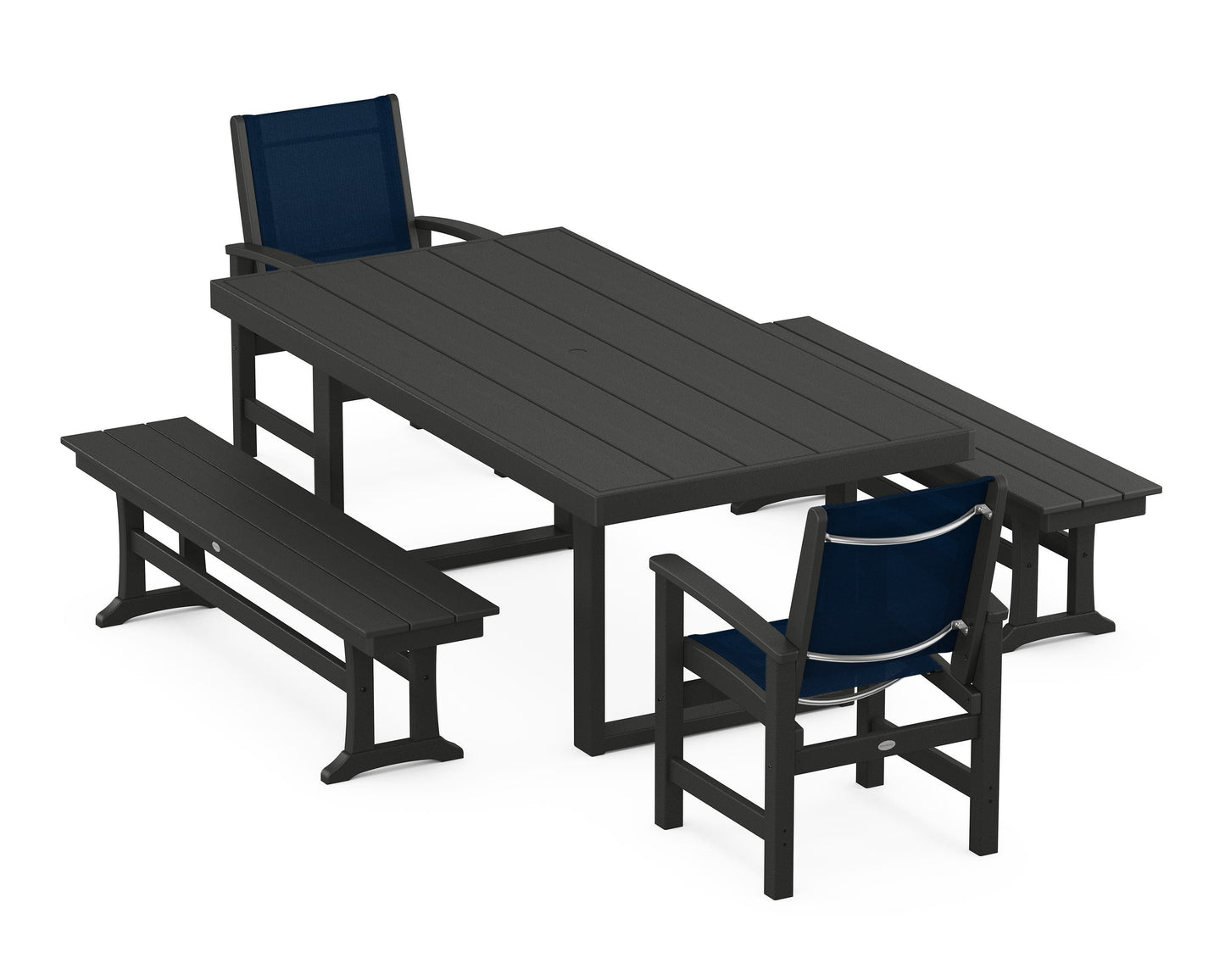 Coastal 5-Piece Dining Set with Trestle Legs