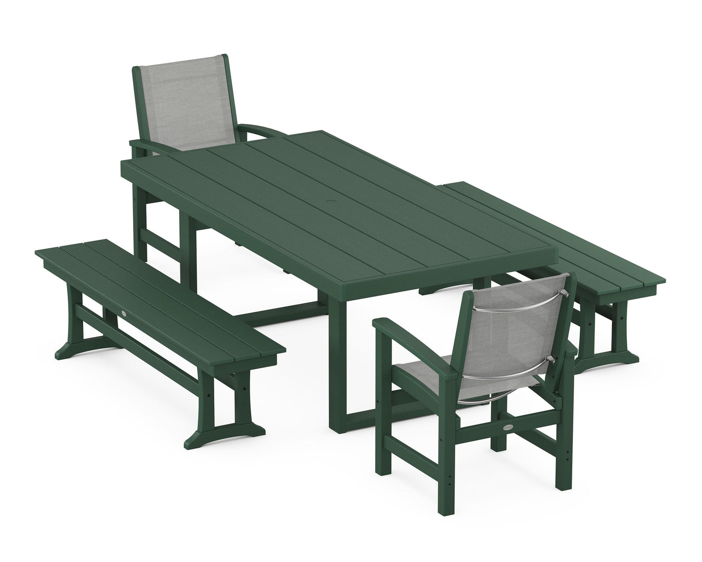 Coastal 5-Piece Dining Set with Trestle Legs