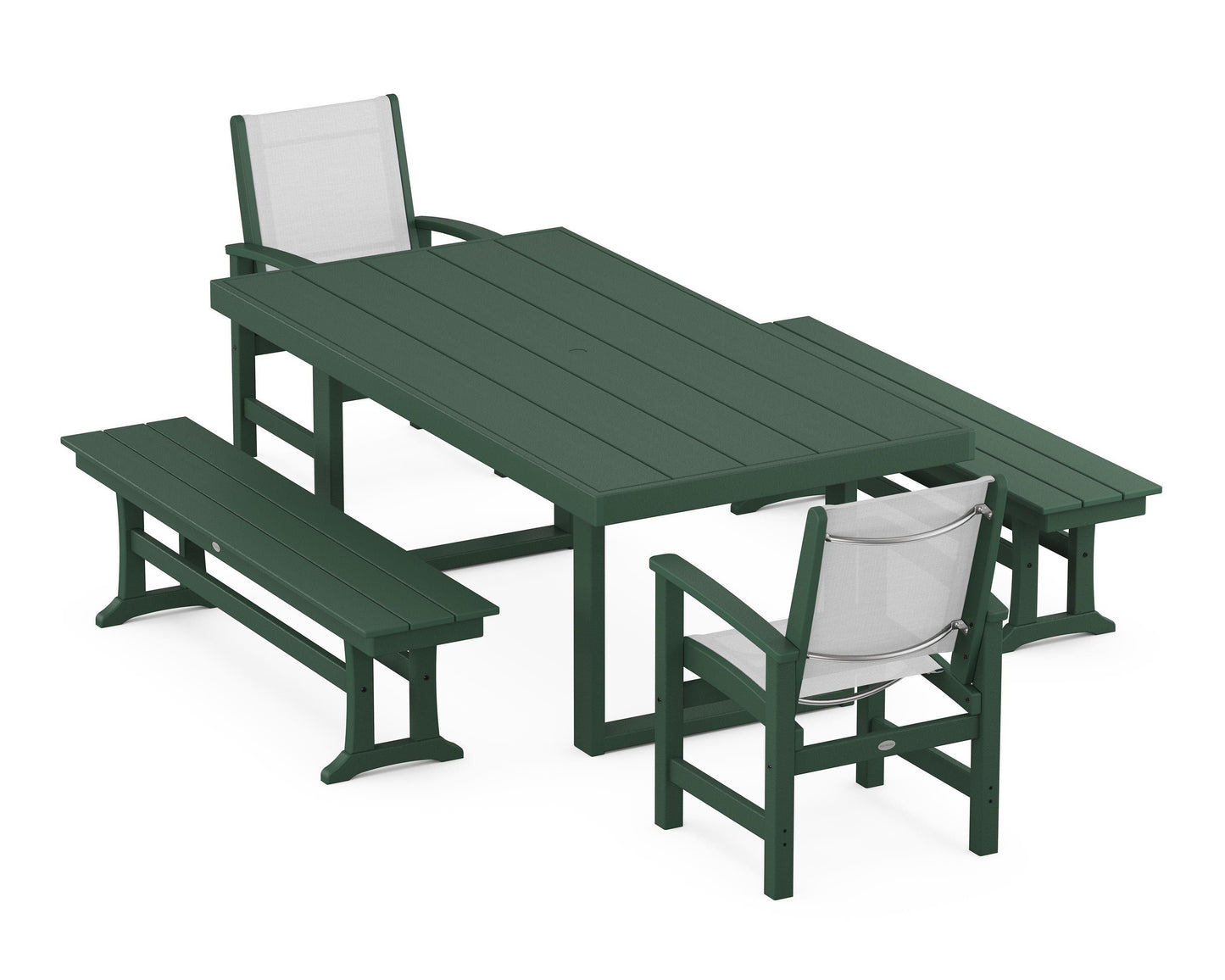 Coastal 5-Piece Dining Set with Trestle Legs