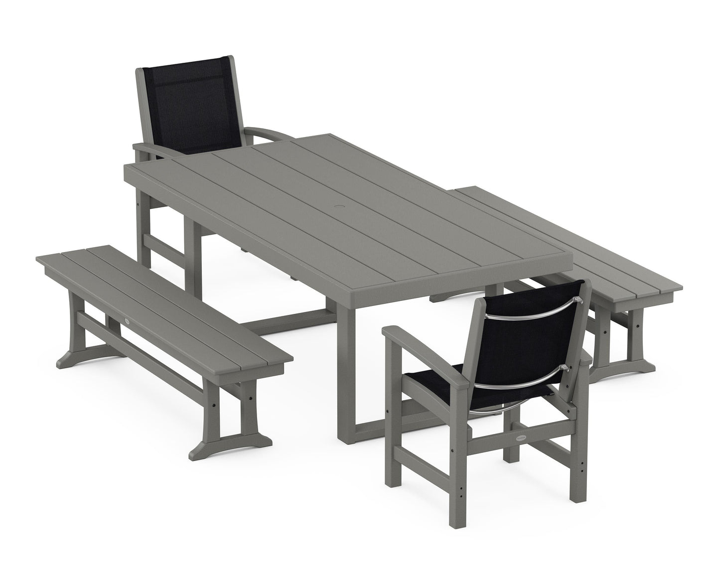 Coastal 5-Piece Dining Set with Trestle Legs