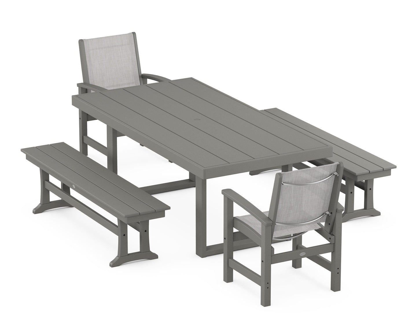 Coastal 5-Piece Dining Set with Trestle Legs