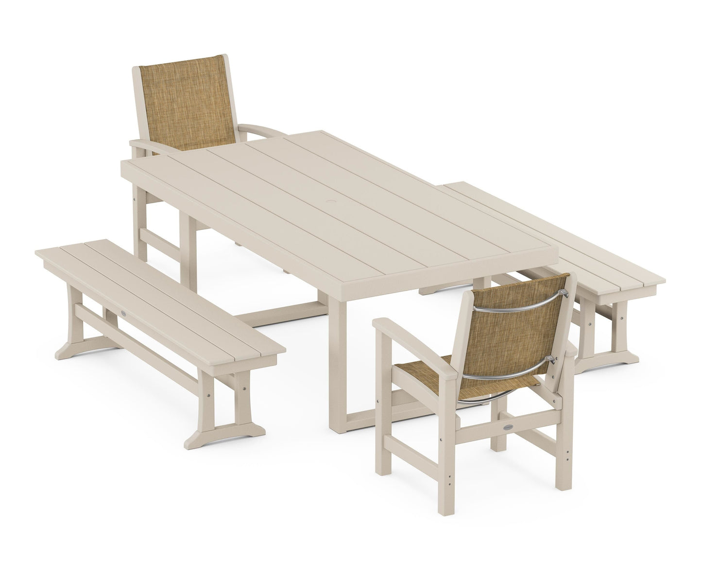 Coastal 5-Piece Dining Set with Trestle Legs