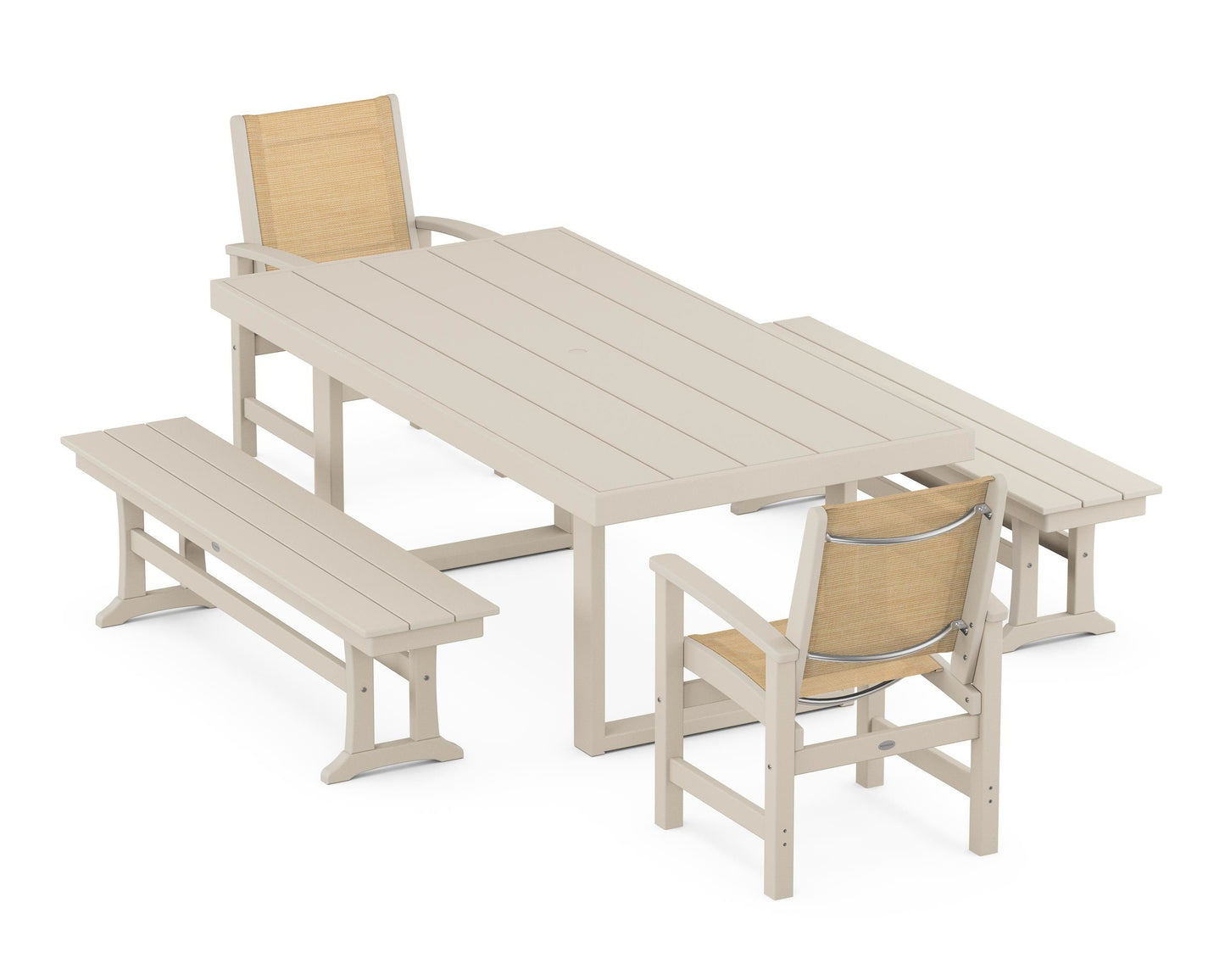 Coastal 5-Piece Dining Set with Trestle Legs