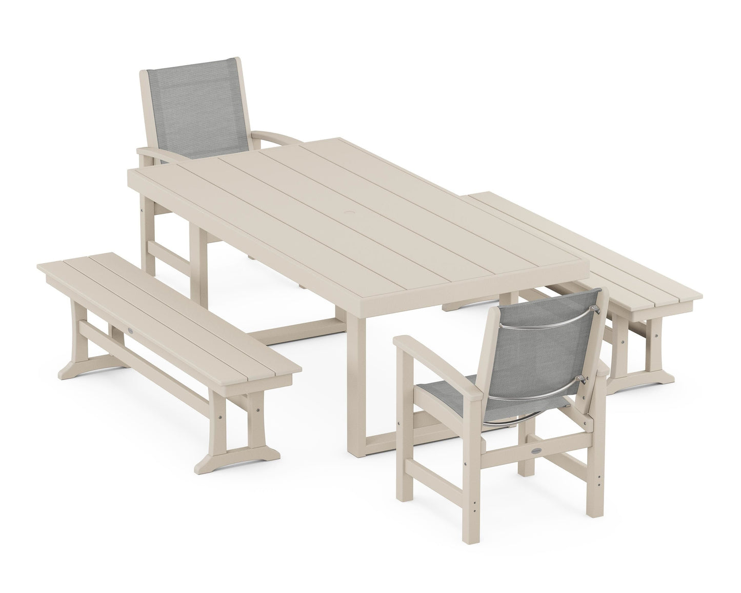 Coastal 5-Piece Dining Set with Trestle Legs