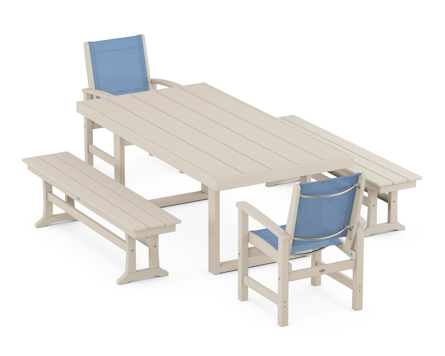 Coastal 5-Piece Dining Set with Trestle Legs