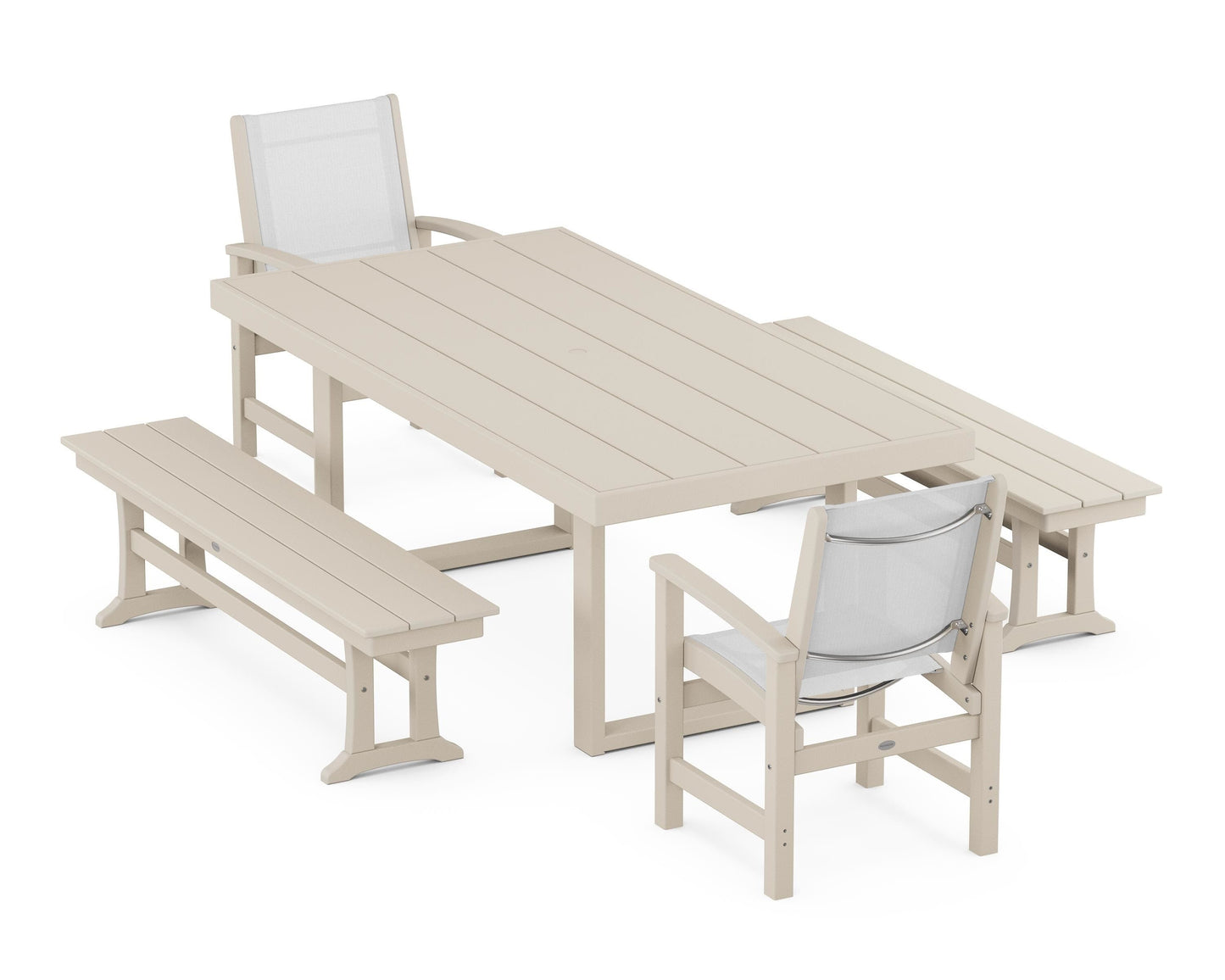 Coastal 5-Piece Dining Set with Trestle Legs