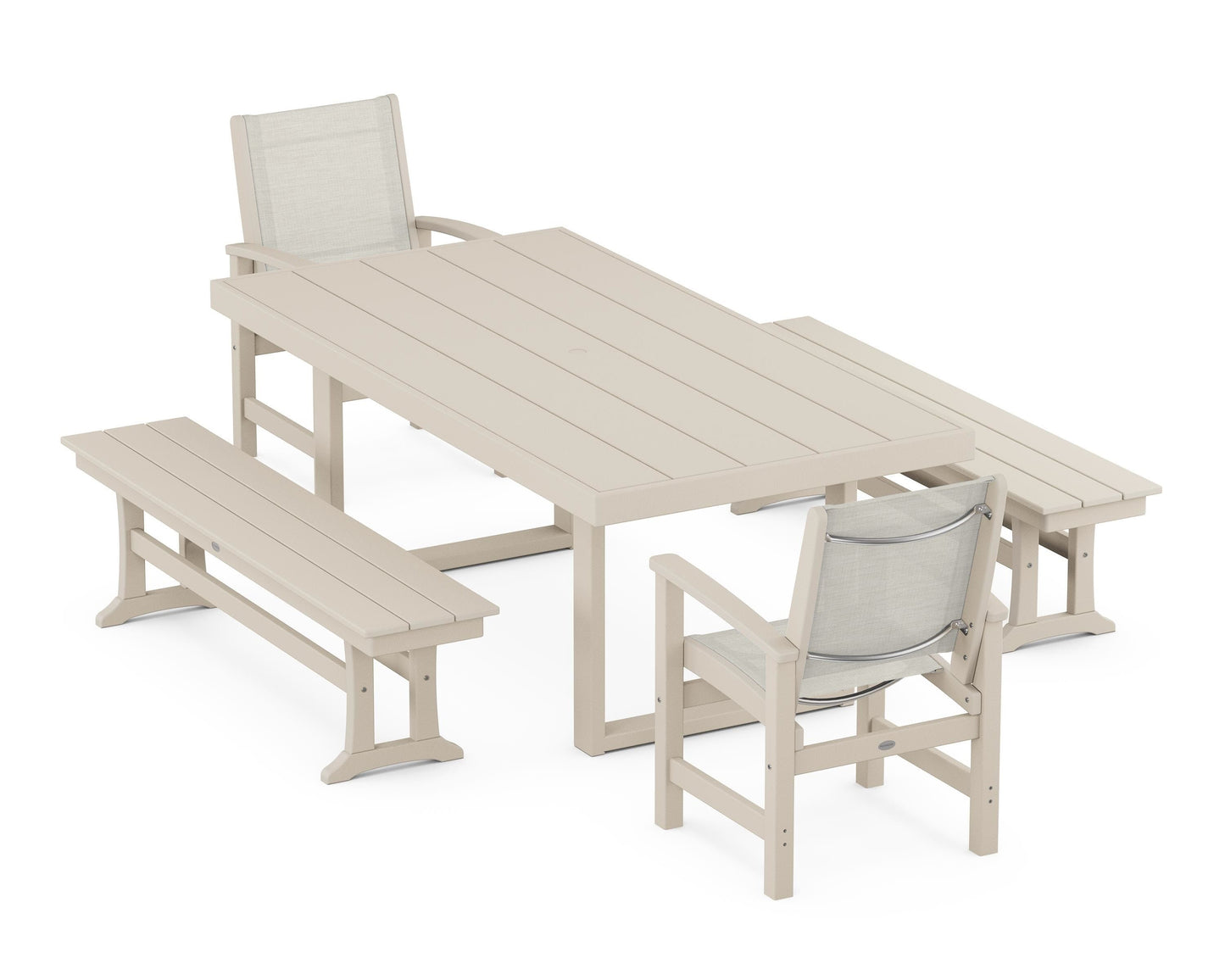 Coastal 5-Piece Dining Set with Trestle Legs