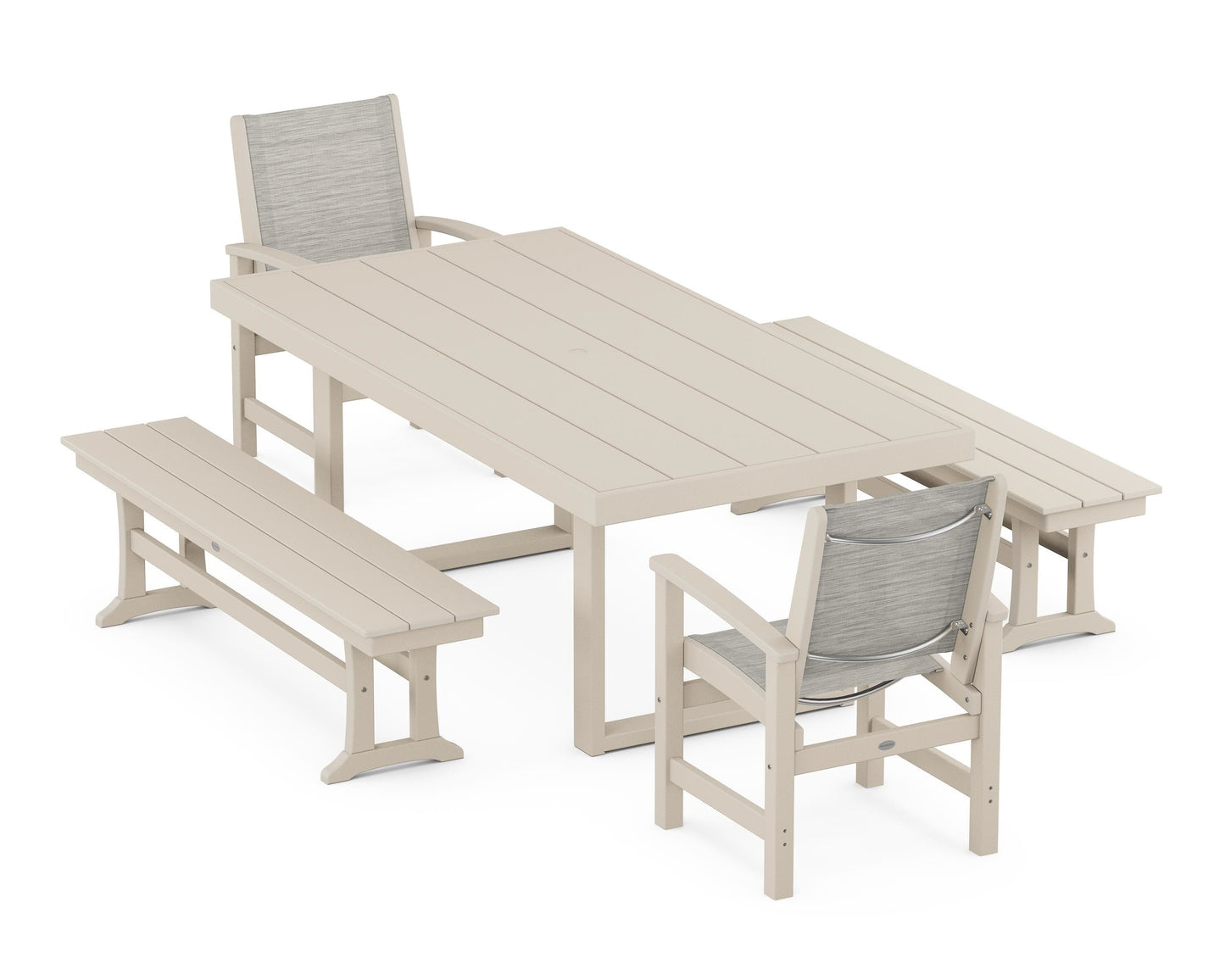 Coastal 5-Piece Dining Set with Trestle Legs