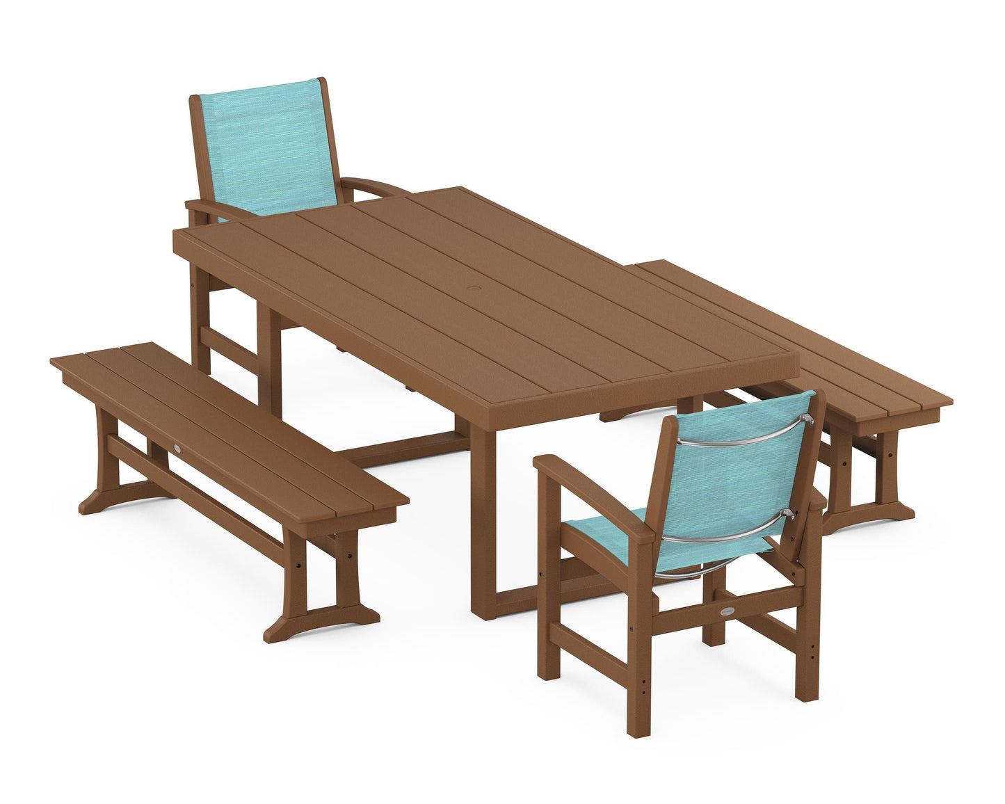 Coastal 5-Piece Dining Set with Trestle Legs