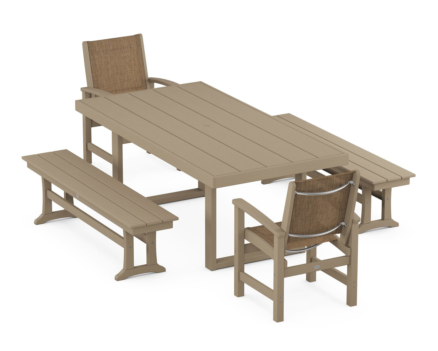 Coastal 5-Piece Dining Set with Trestle Legs