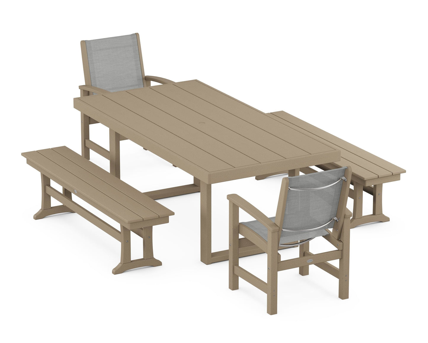 Coastal 5-Piece Dining Set with Trestle Legs