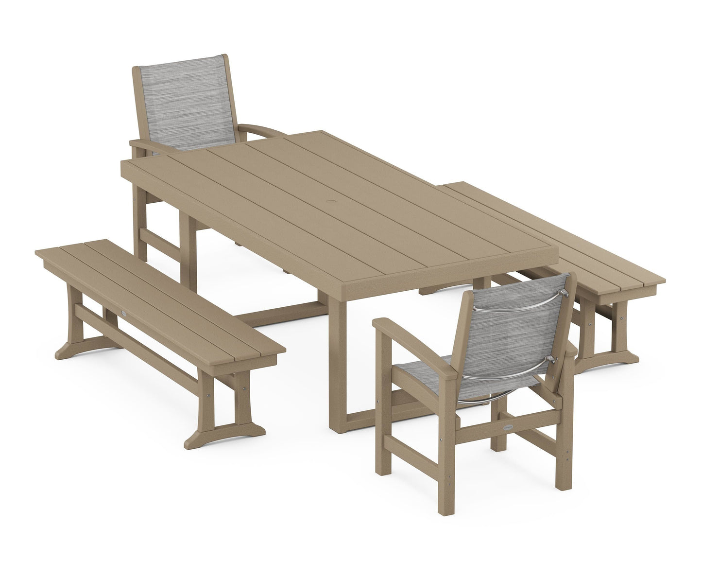 Coastal 5-Piece Dining Set with Trestle Legs