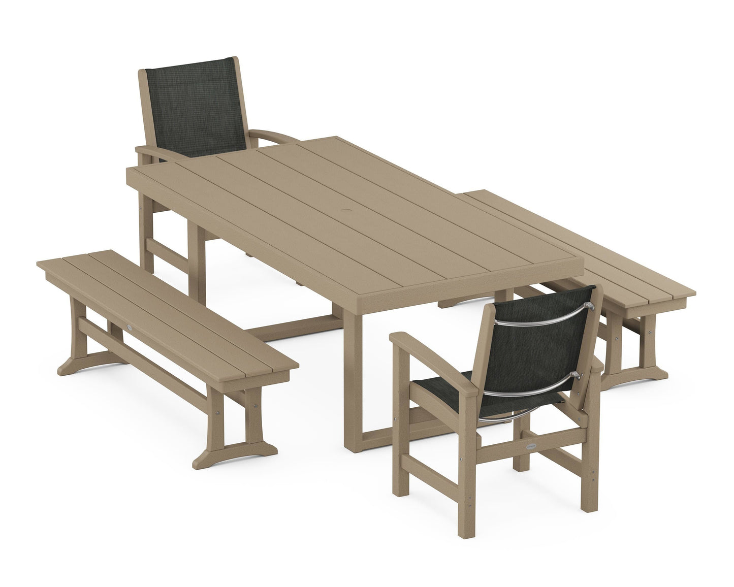 Coastal 5-Piece Dining Set with Trestle Legs