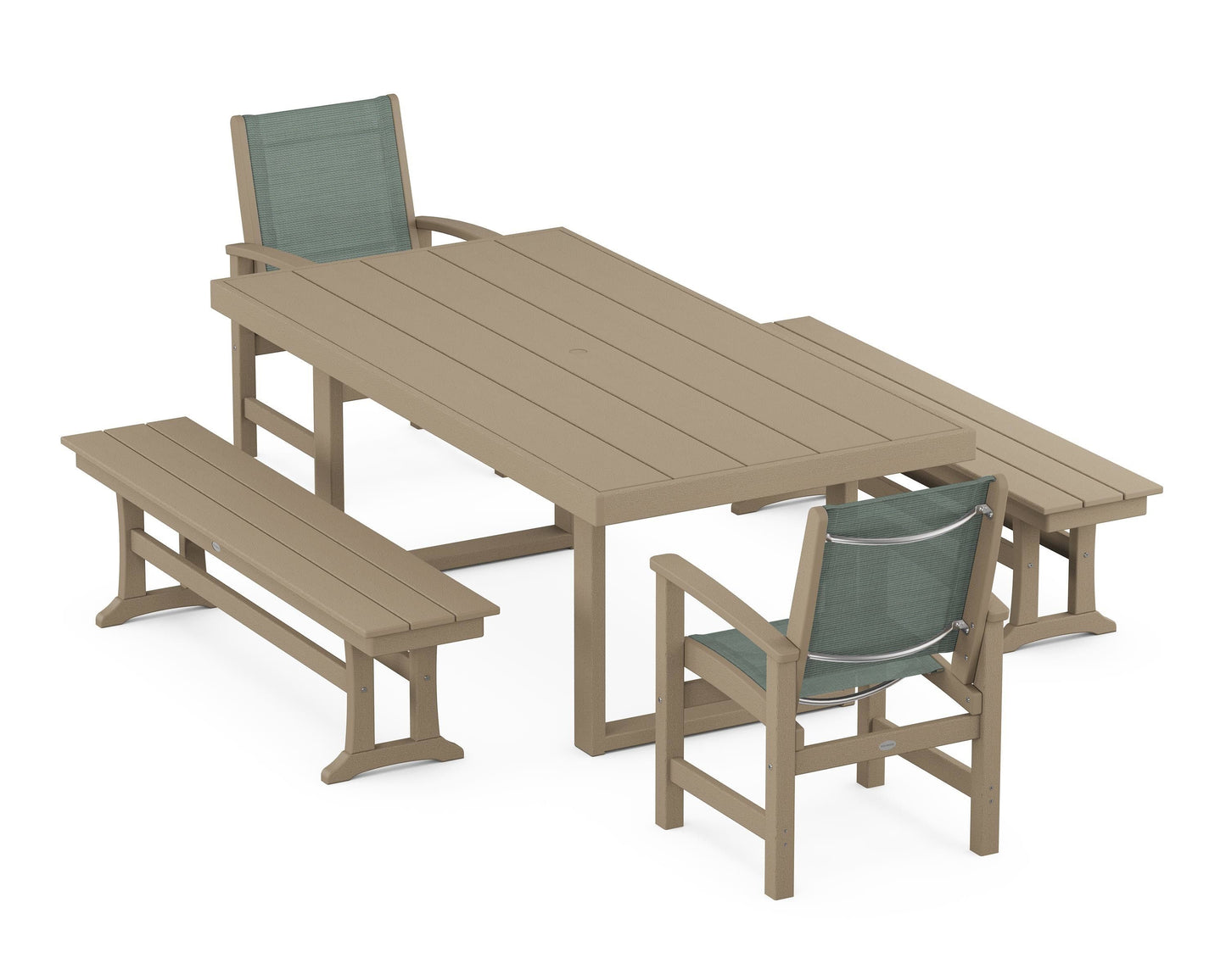 Coastal 5-Piece Dining Set with Trestle Legs