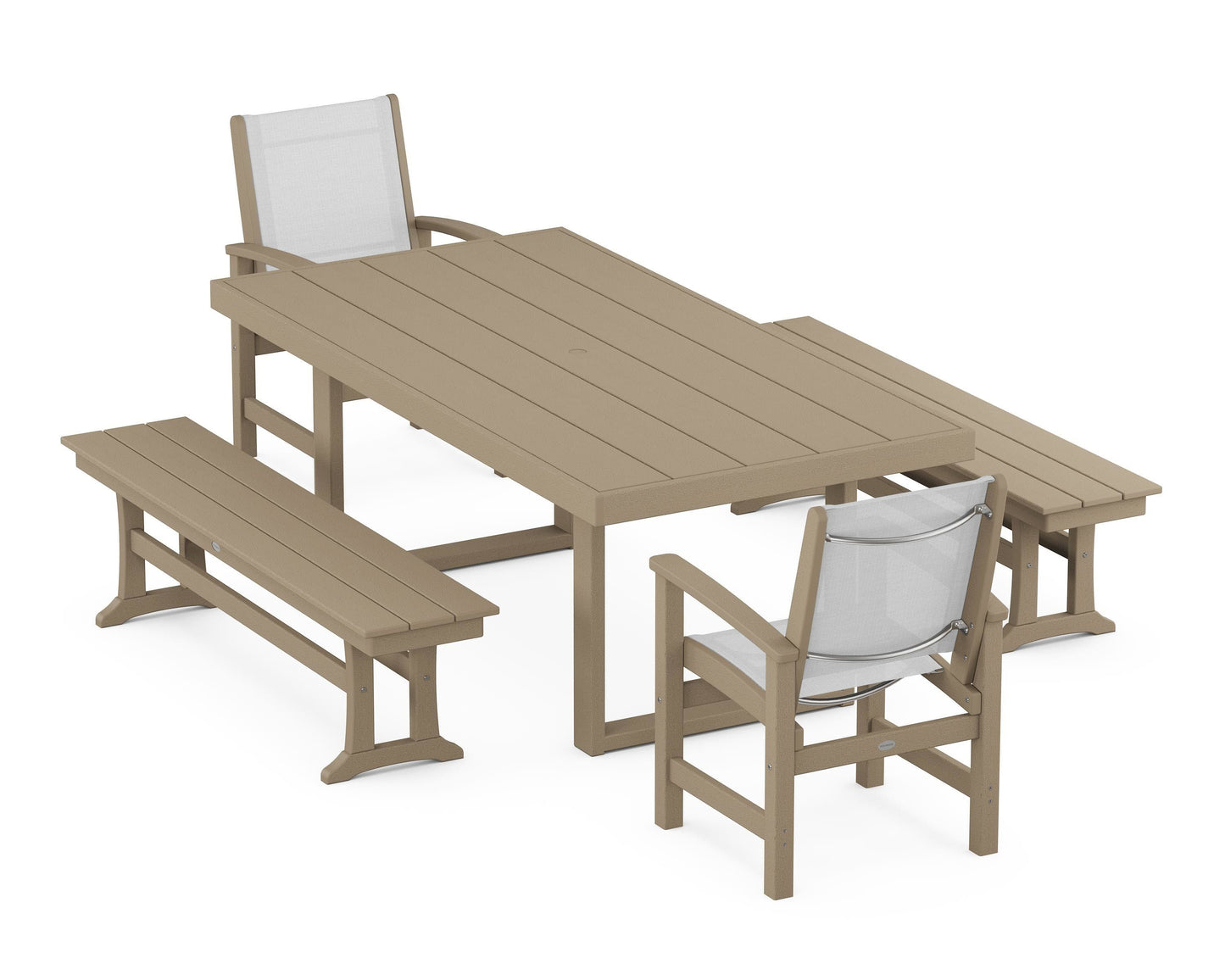 Coastal 5-Piece Dining Set with Trestle Legs