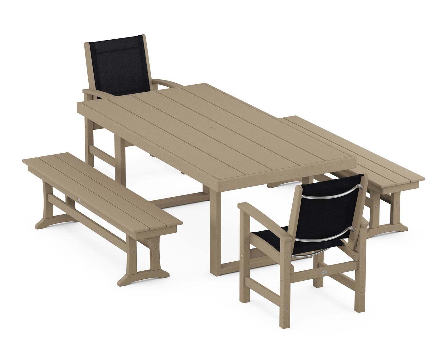 Coastal 5-Piece Dining Set with Trestle Legs