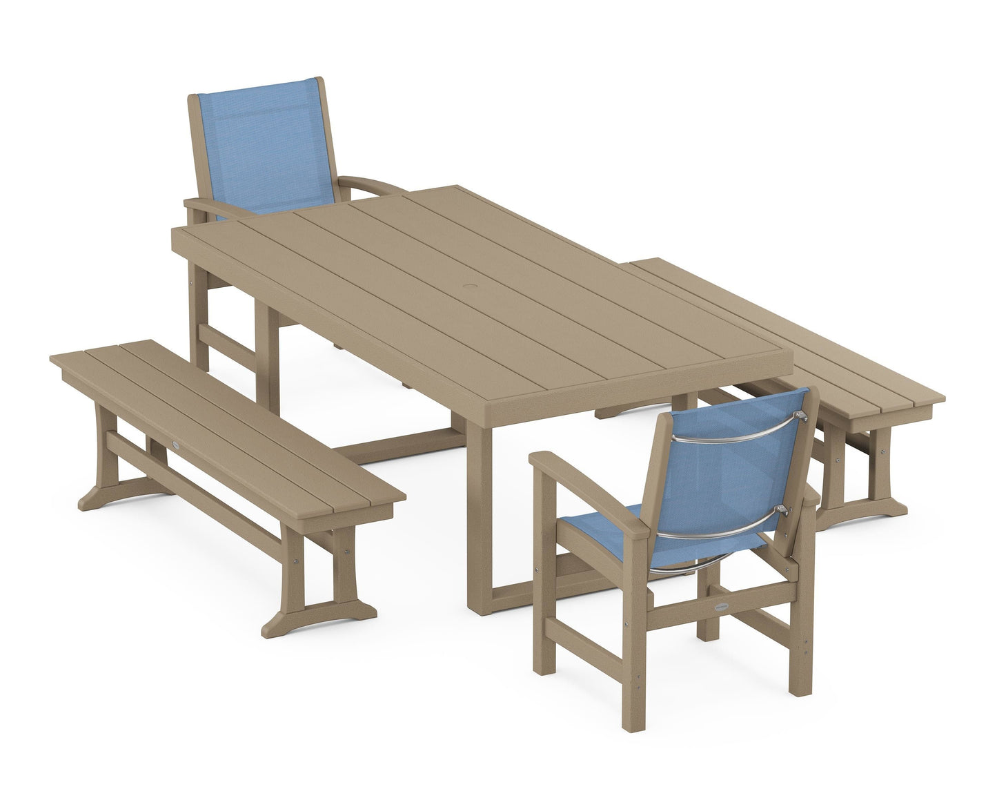 Coastal 5-Piece Dining Set with Trestle Legs