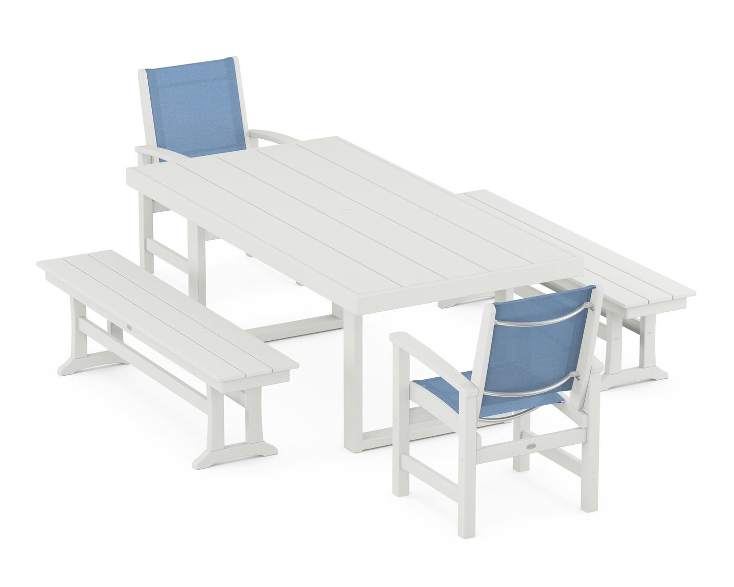 Coastal 5-Piece Dining Set with Trestle Legs