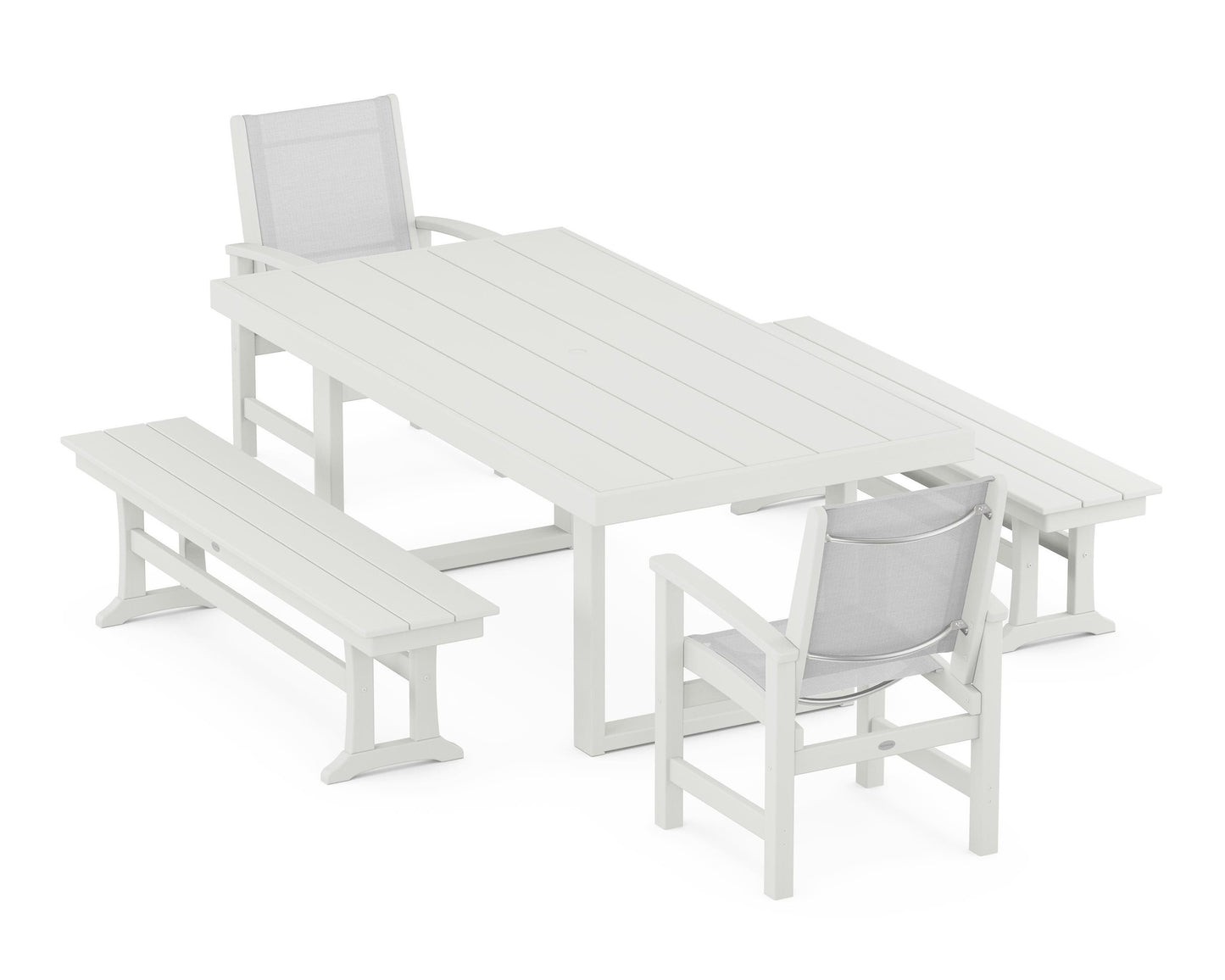 Coastal 5-Piece Dining Set with Trestle Legs