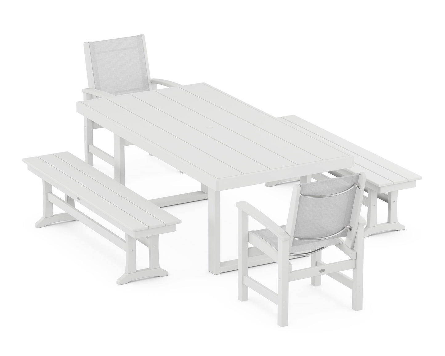 Coastal 5-Piece Dining Set with Trestle Legs