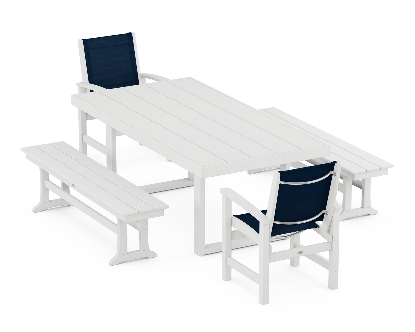 Coastal 5-Piece Dining Set with Trestle Legs