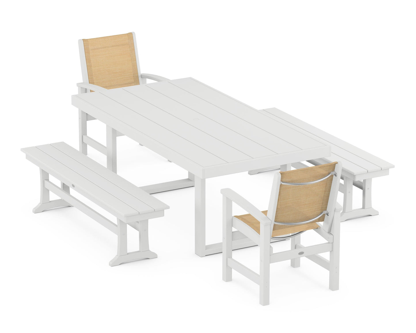 Coastal 5-Piece Dining Set with Trestle Legs