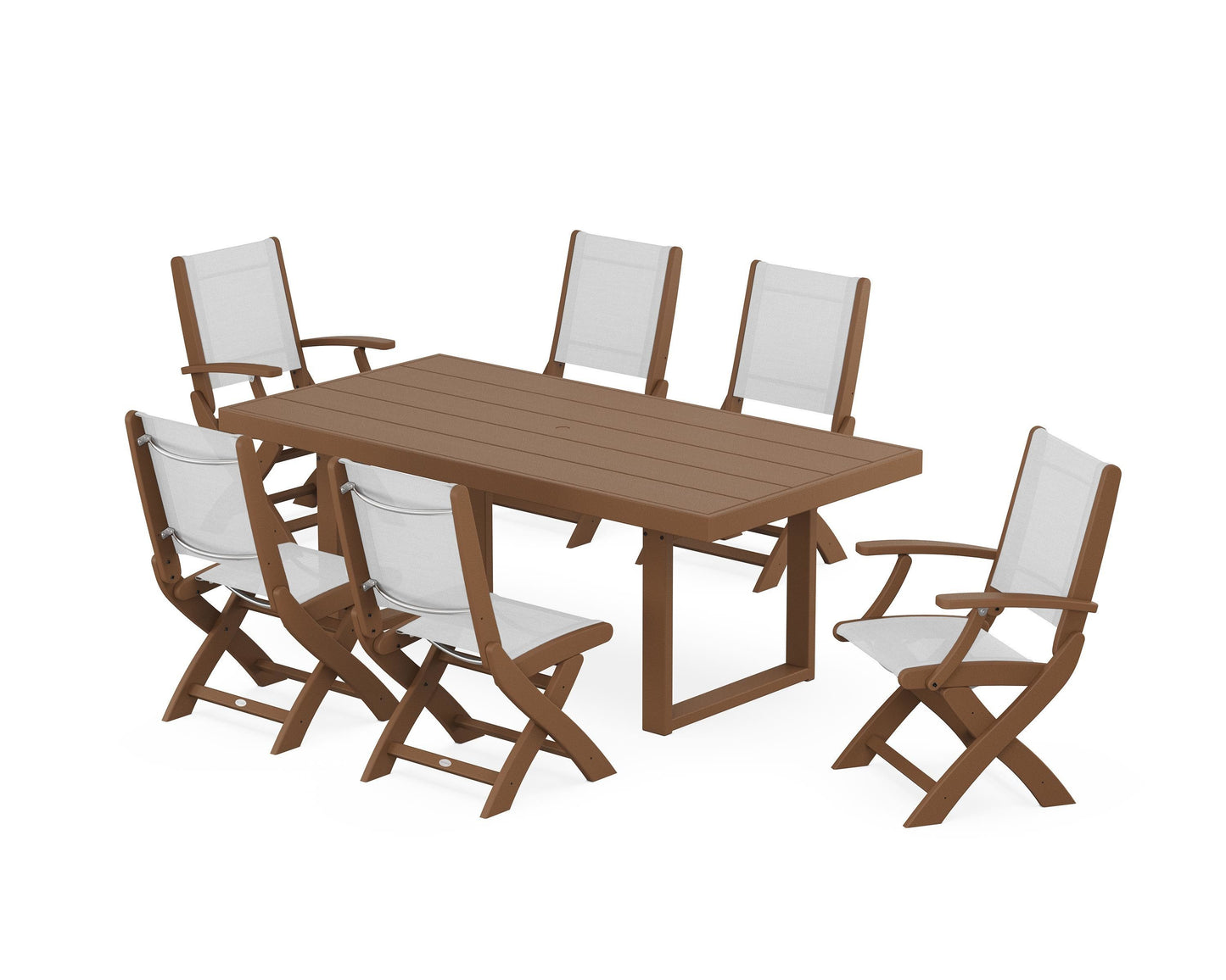 Coastal Folding Chair 7-Piece Dining Set with Trestle Legs