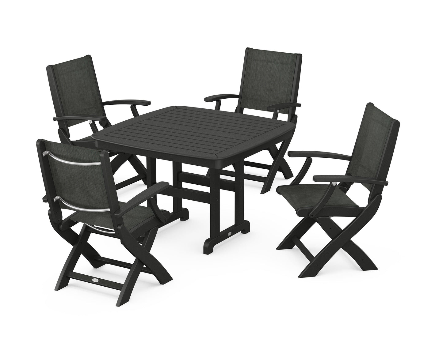 Coastal Folding Chair 5-Piece Dining Set