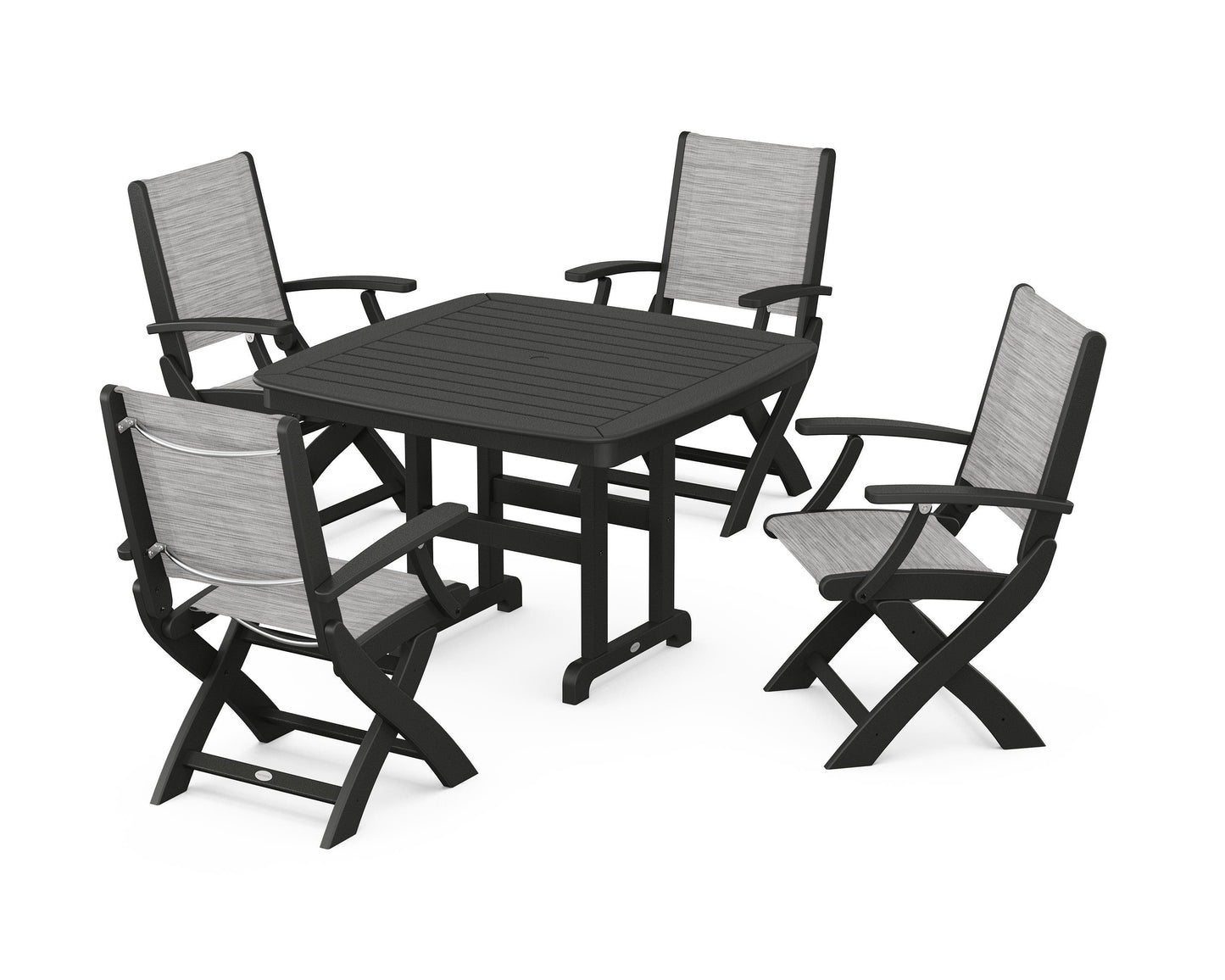 Coastal Folding Chair 5-Piece Dining Set