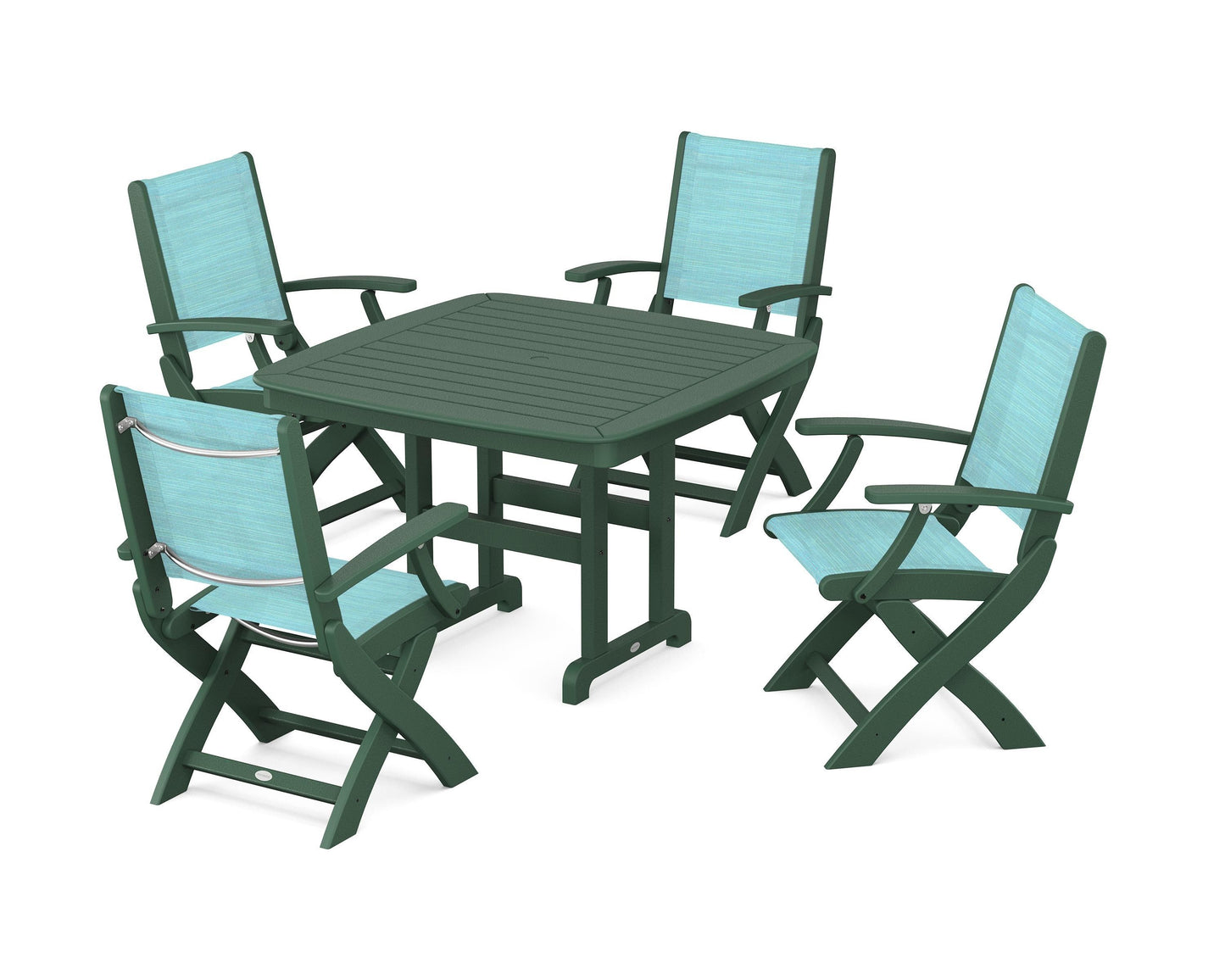 Coastal Folding Chair 5-Piece Dining Set