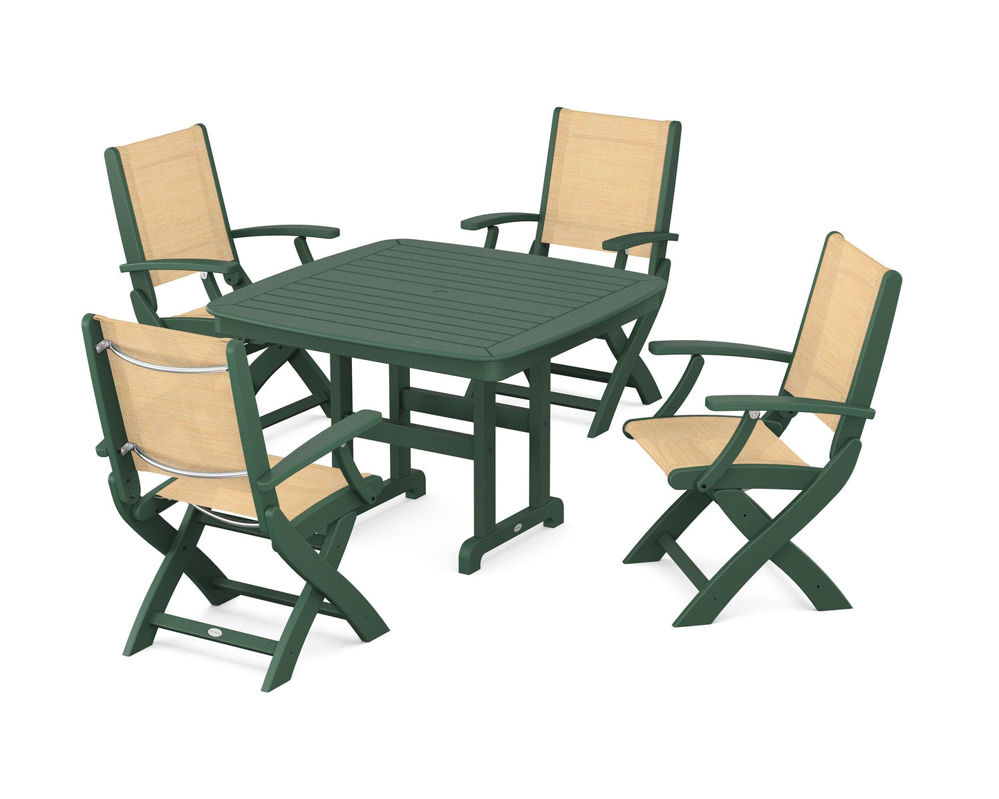 Coastal Folding Chair 5-Piece Dining Set