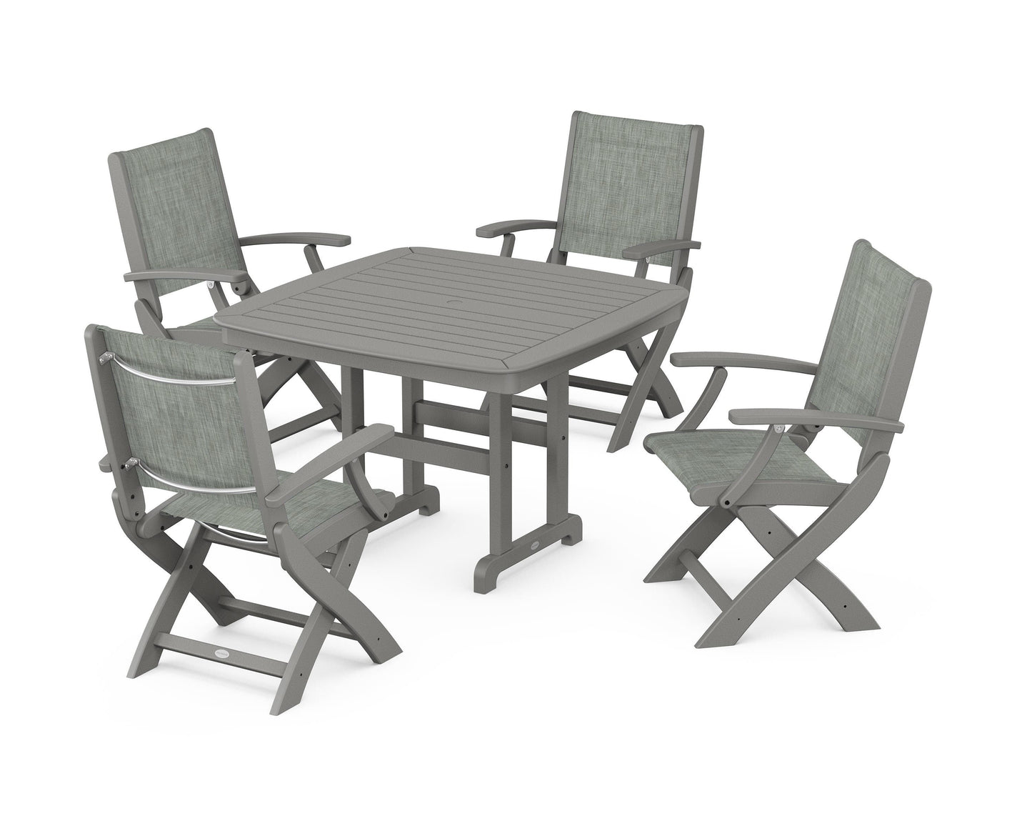 Coastal Folding Chair 5-Piece Dining Set