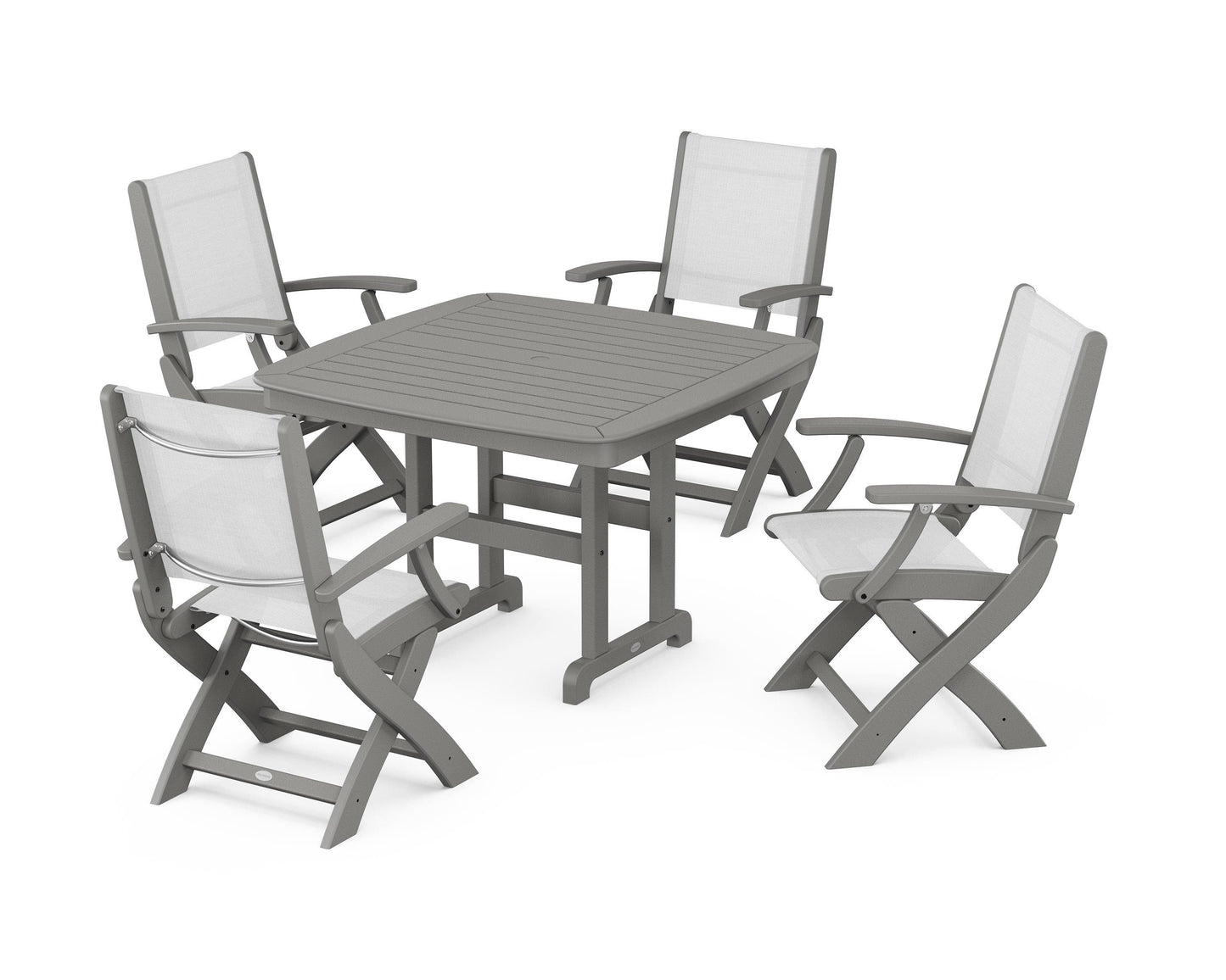 Coastal Folding Chair 5-Piece Dining Set