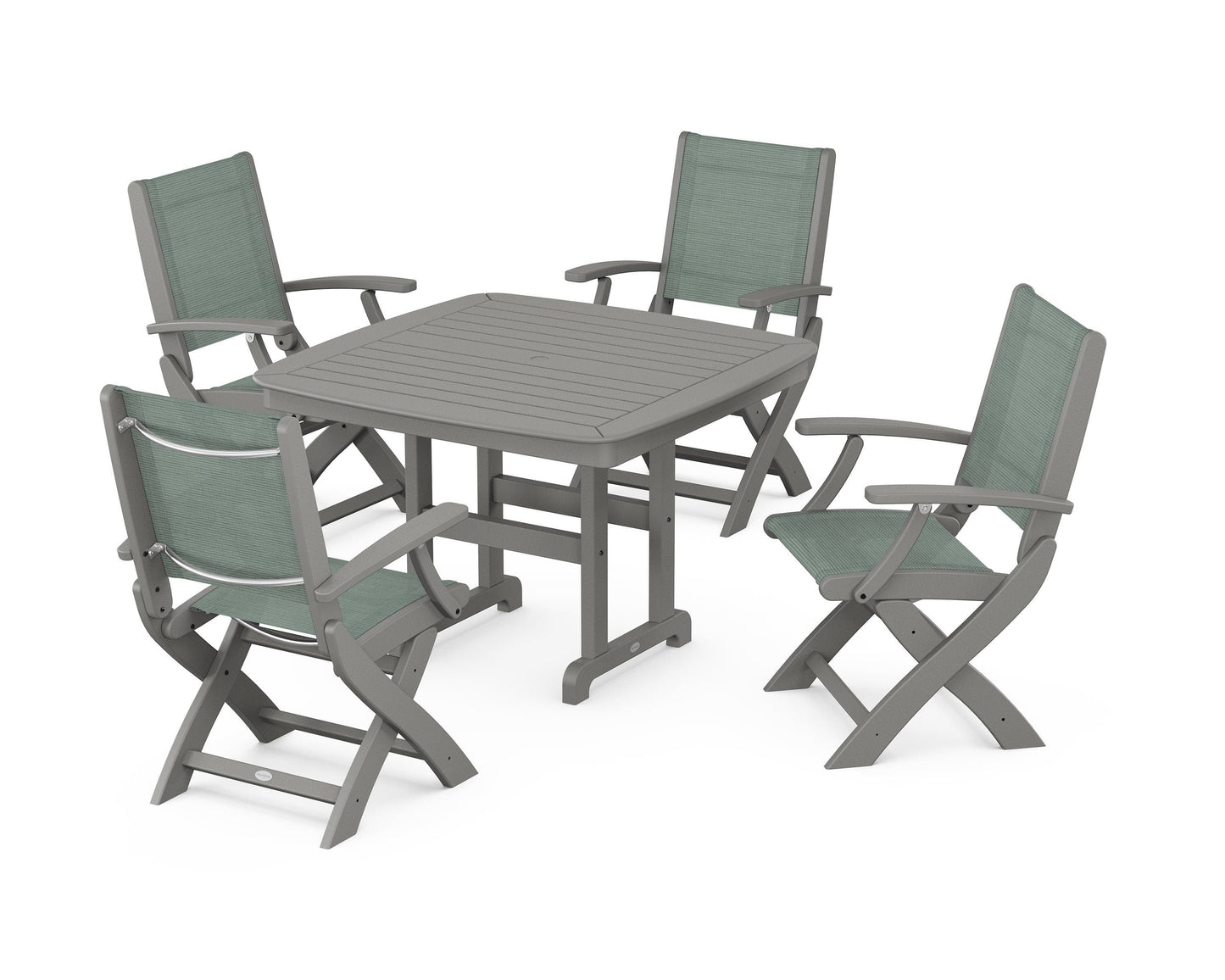 Coastal Folding Chair 5-Piece Dining Set