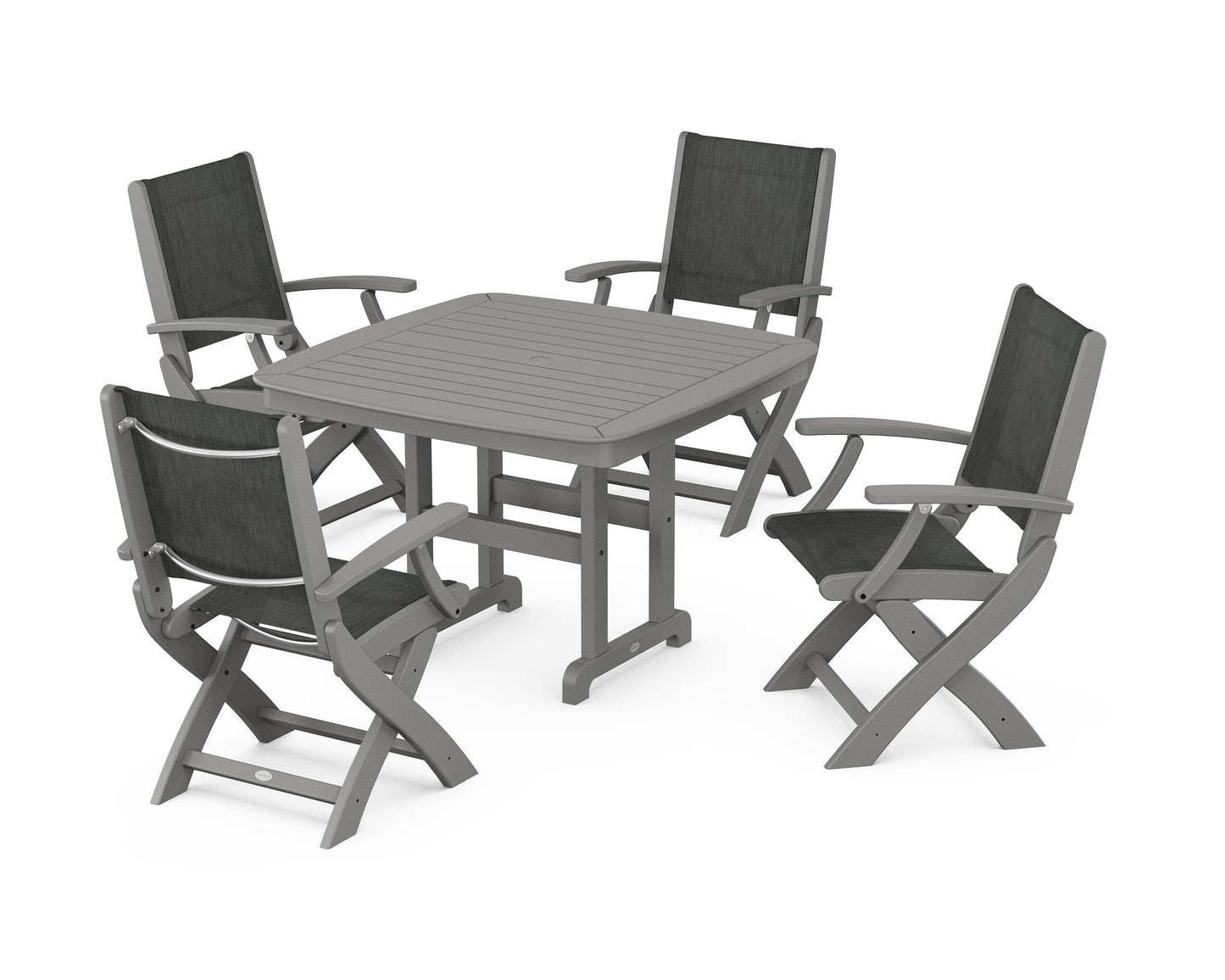 Coastal Folding Chair 5-Piece Dining Set