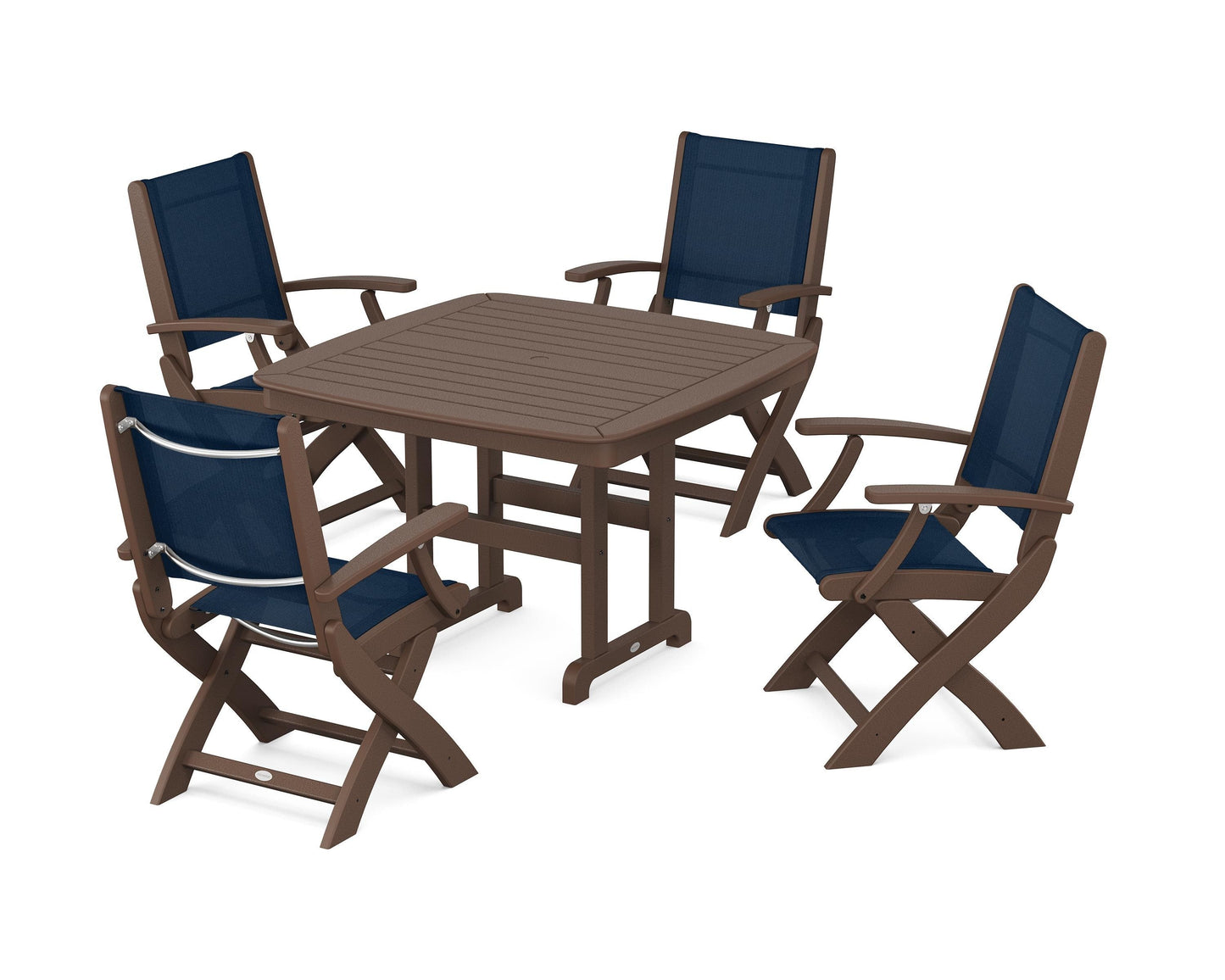 Coastal Folding Chair 5-Piece Dining Set