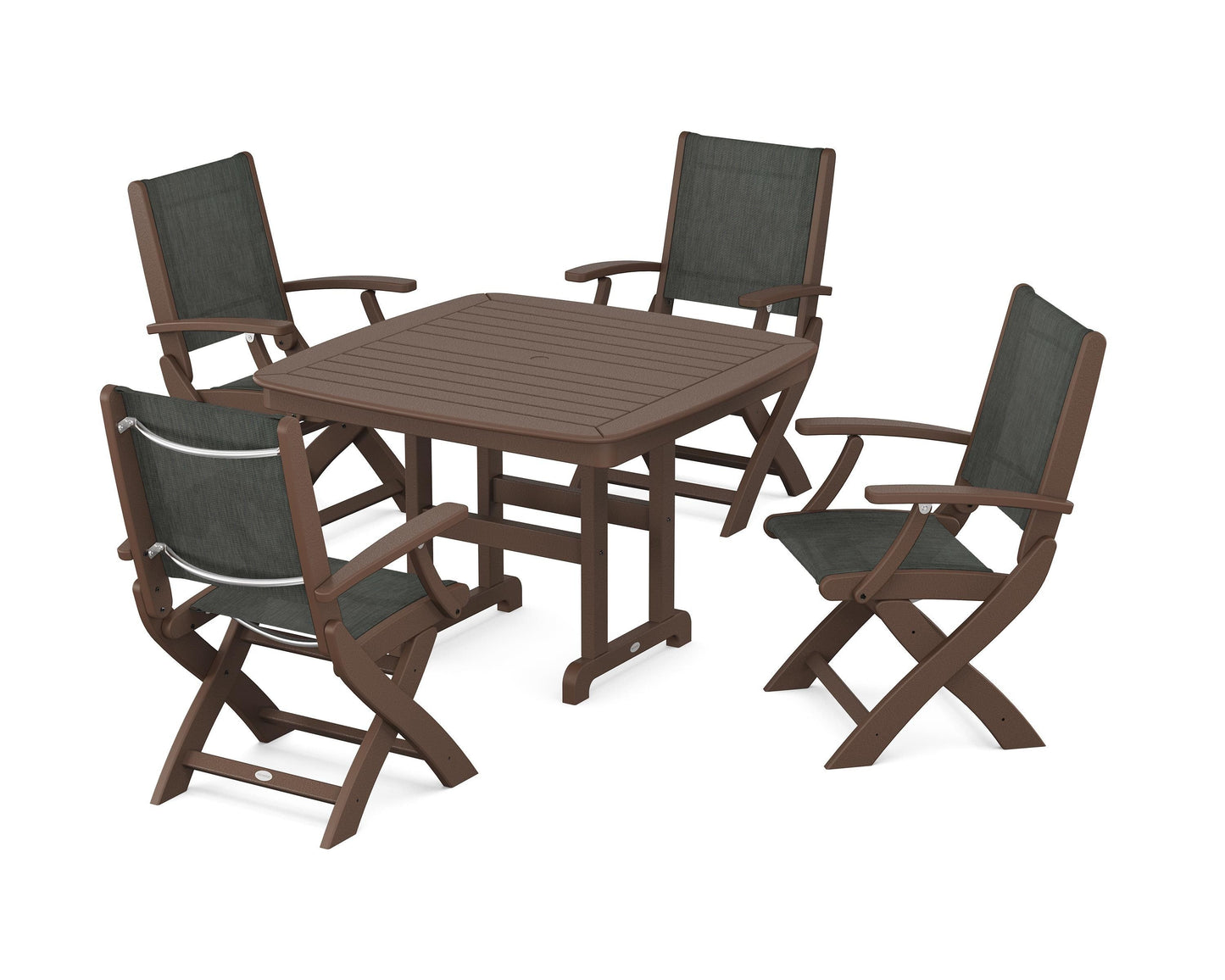 Coastal Folding Chair 5-Piece Dining Set