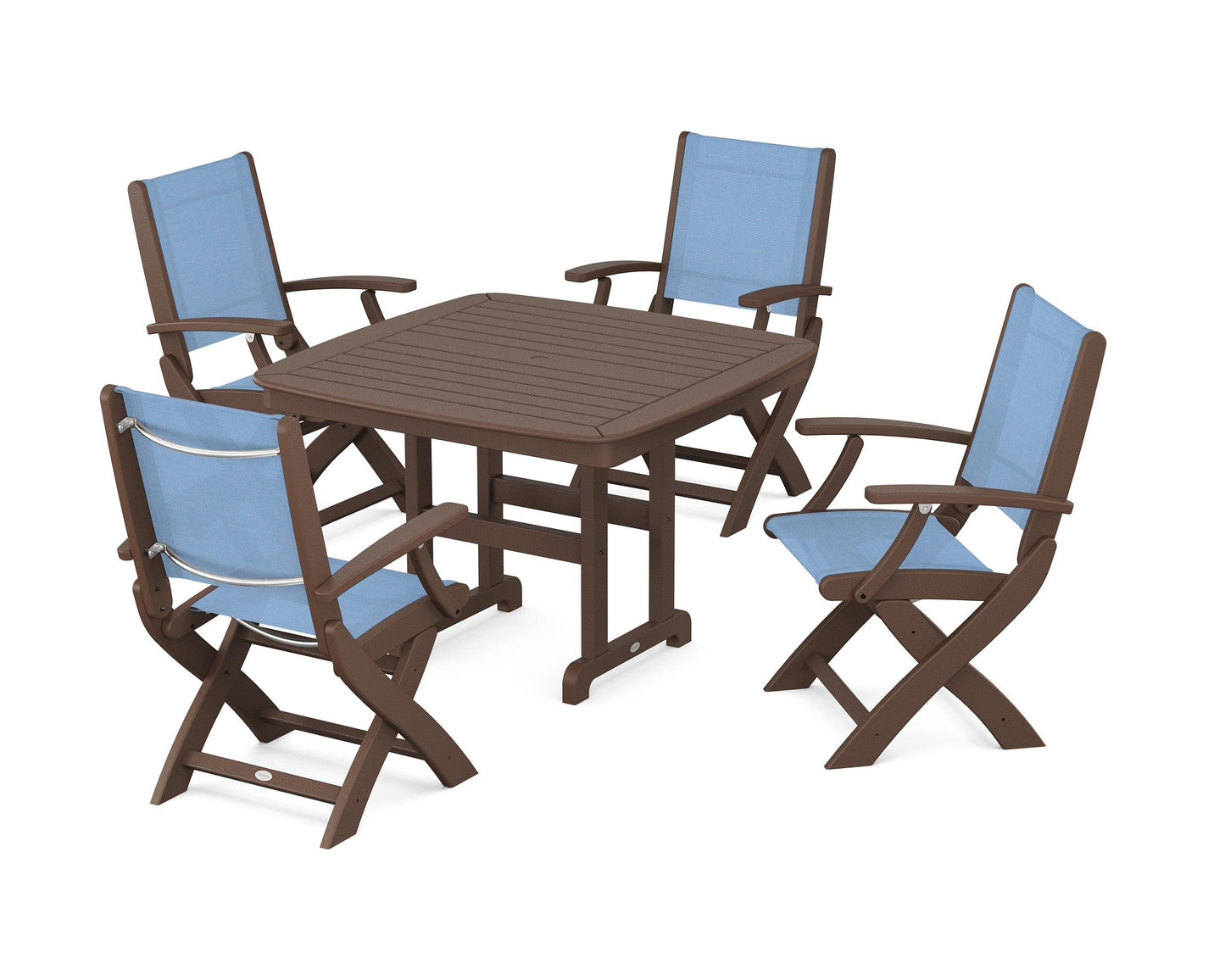 Coastal Folding Chair 5-Piece Dining Set