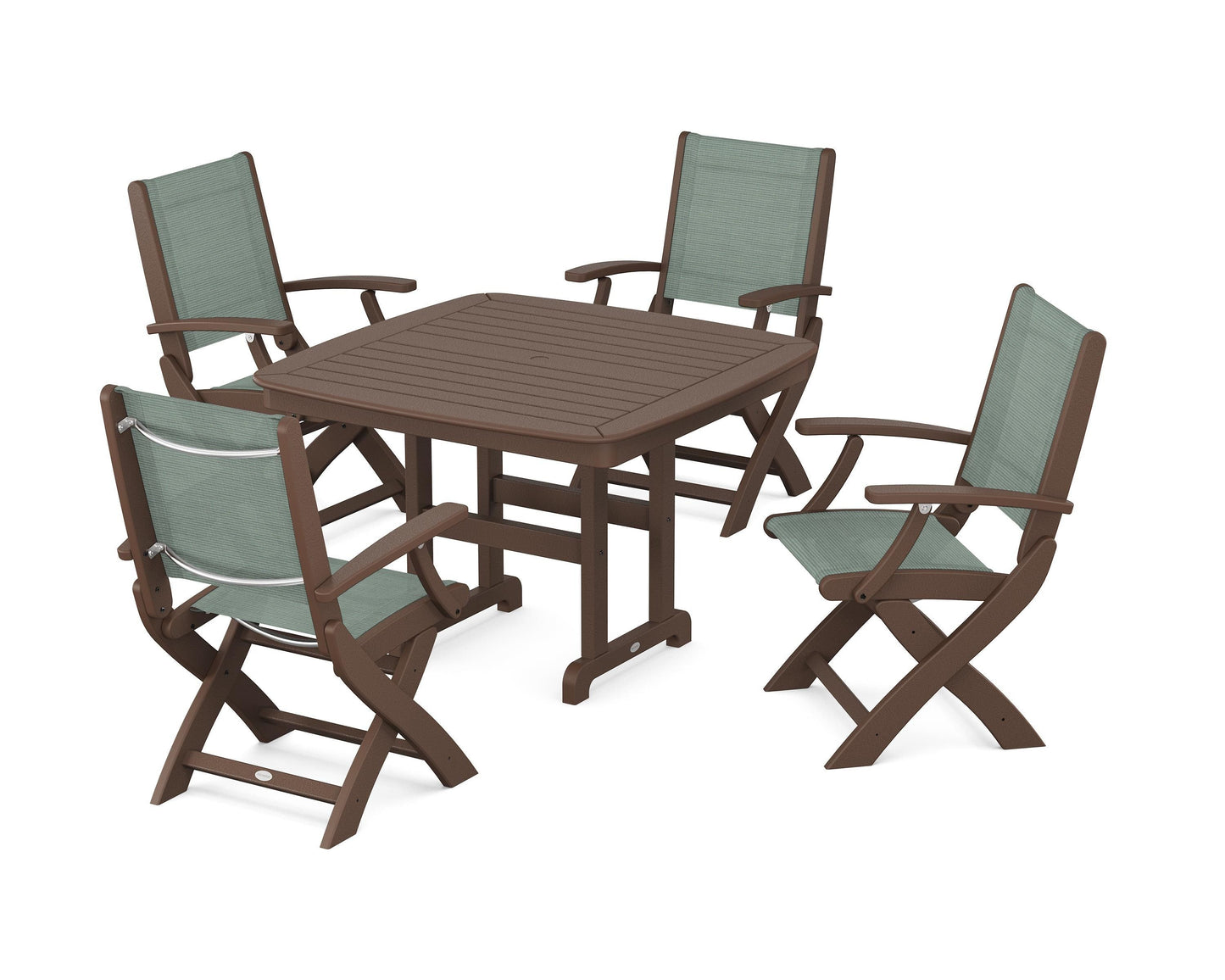 Coastal Folding Chair 5-Piece Dining Set