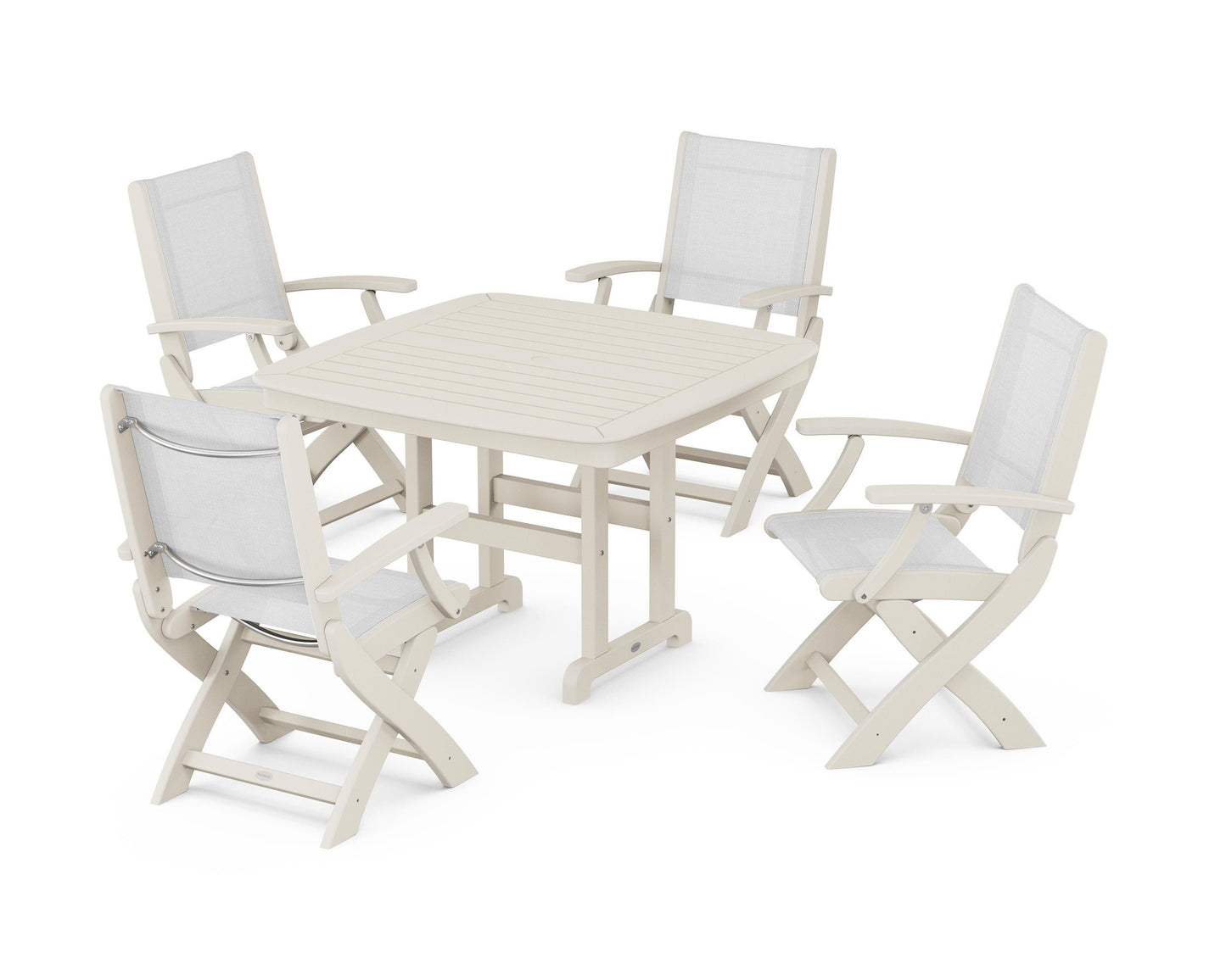 Coastal Folding Chair 5-Piece Dining Set