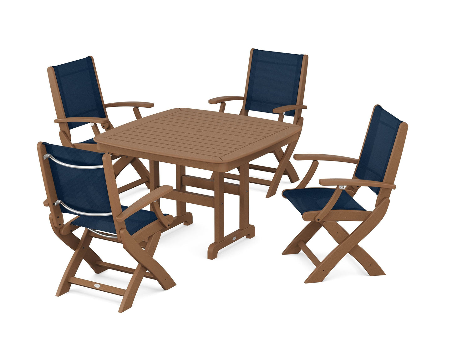 Coastal Folding Chair 5-Piece Dining Set