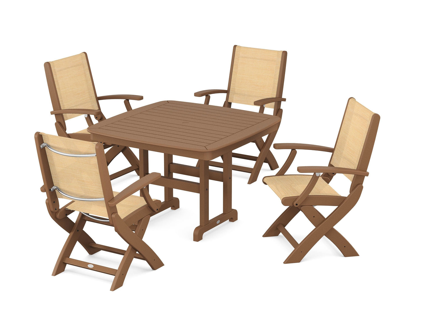 Coastal Folding Chair 5-Piece Dining Set